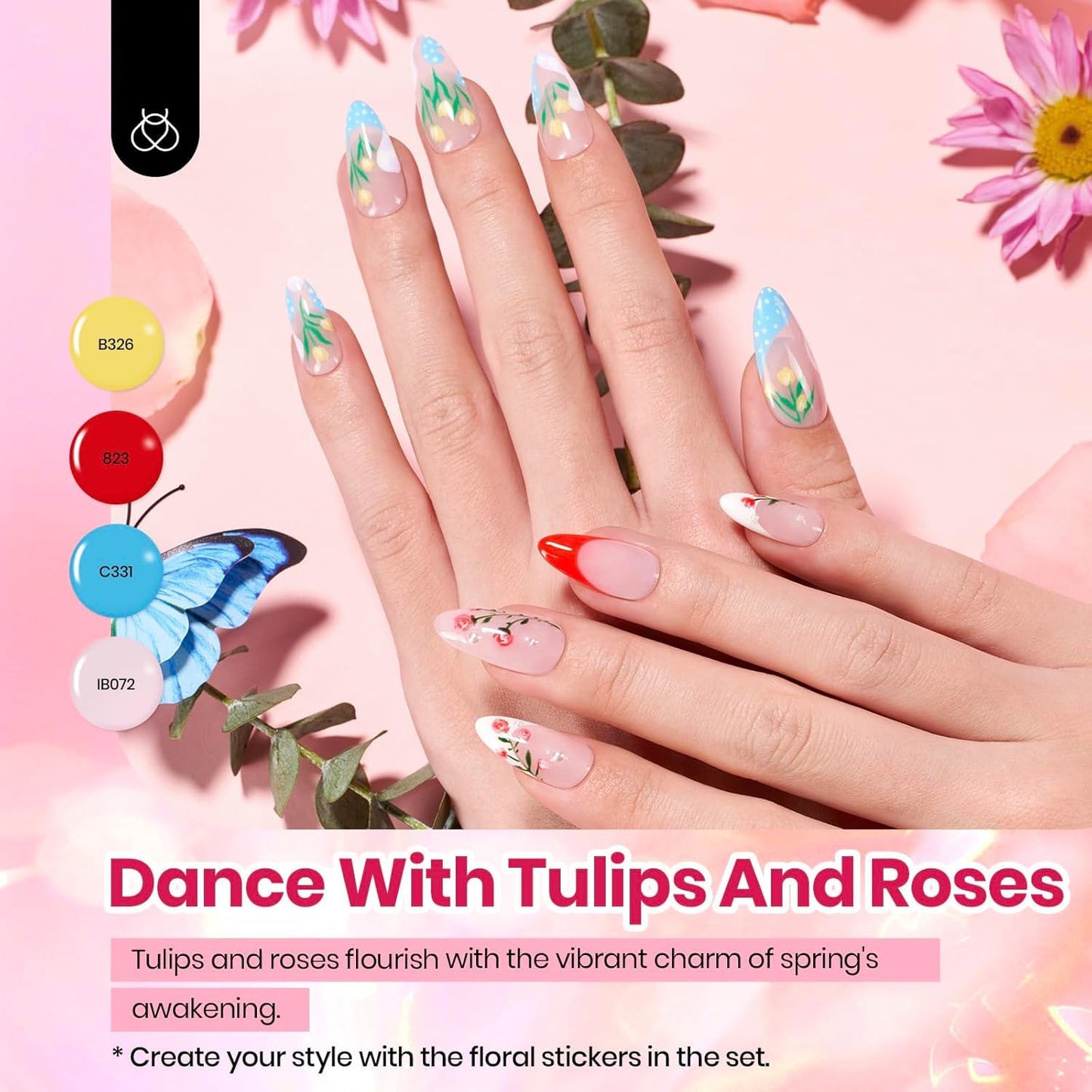 beetles Gel Nail Polish Set - 40 Pcs 36 Colors Nail Polish Kit Pink Red Green Blue Color Gel with Base&Glossy Matte Top Coat UV LED Petal Symphony Collection Nail Art Halloween Gifts for Women