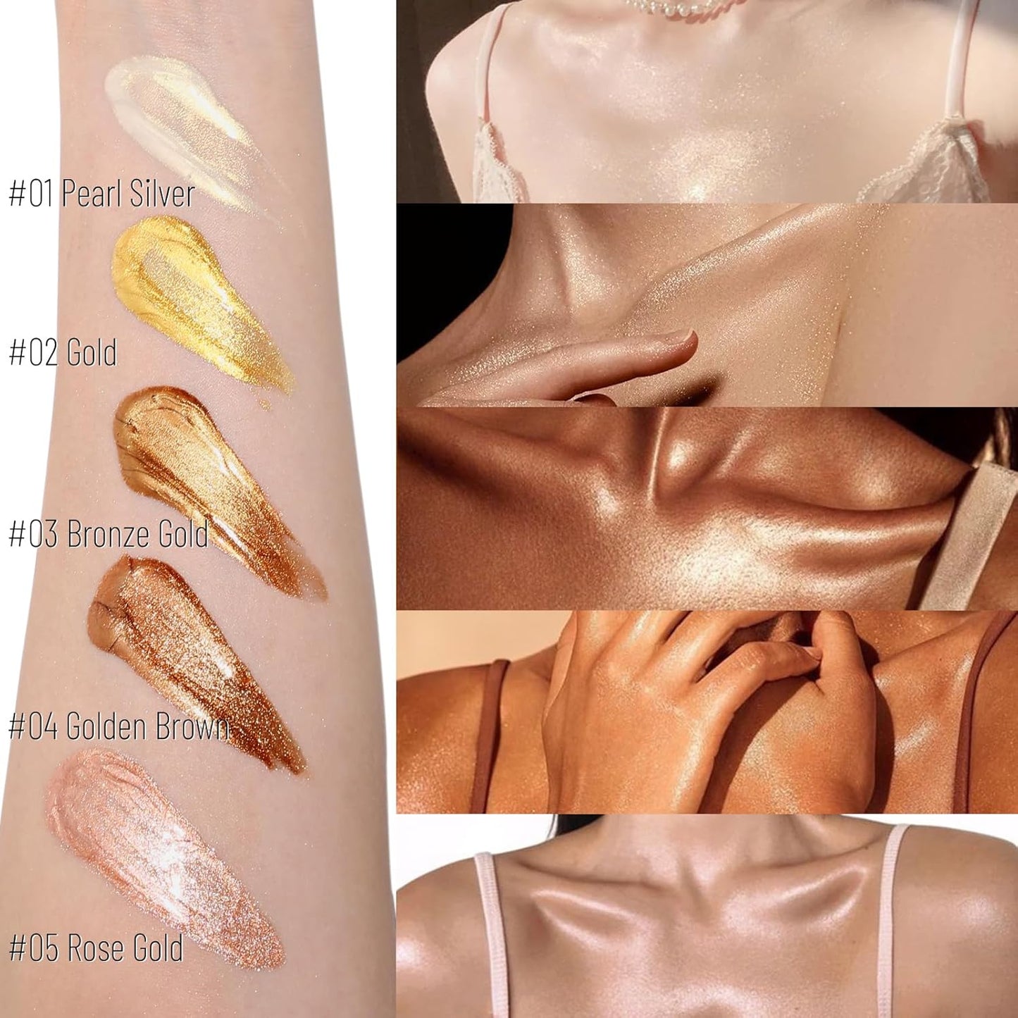 UCANBE Body Shimmer Oil - 100ml, Waterproof Shimmering Body Luminizer, Tinted Glow Glitter Oil, Golden Brown