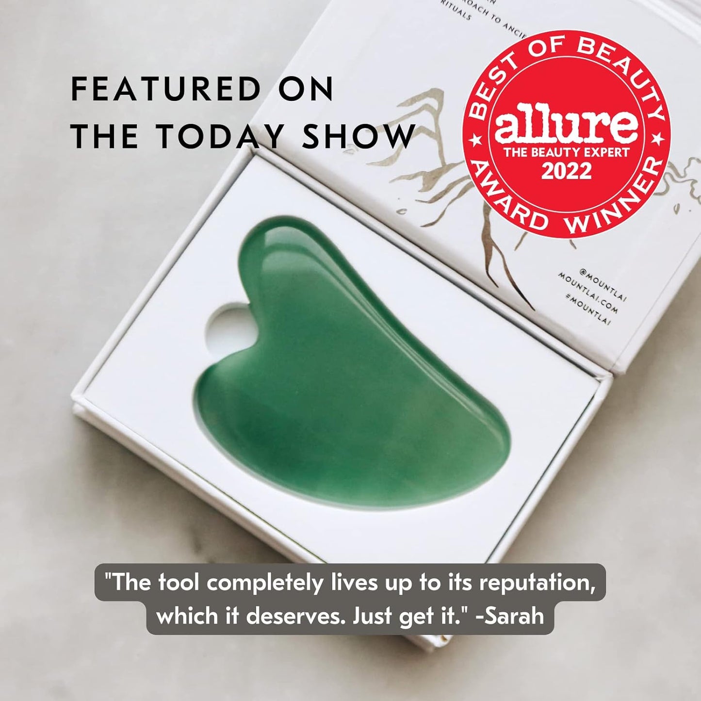 Mount Lai Jade Gua Sha Facial Tool – The Stone of Eternal Youth – 100% Genuine Jade Stone Face Sculpting Tool for Lymphatic Drainage, Puffiness Reduction & Timeless Radiance