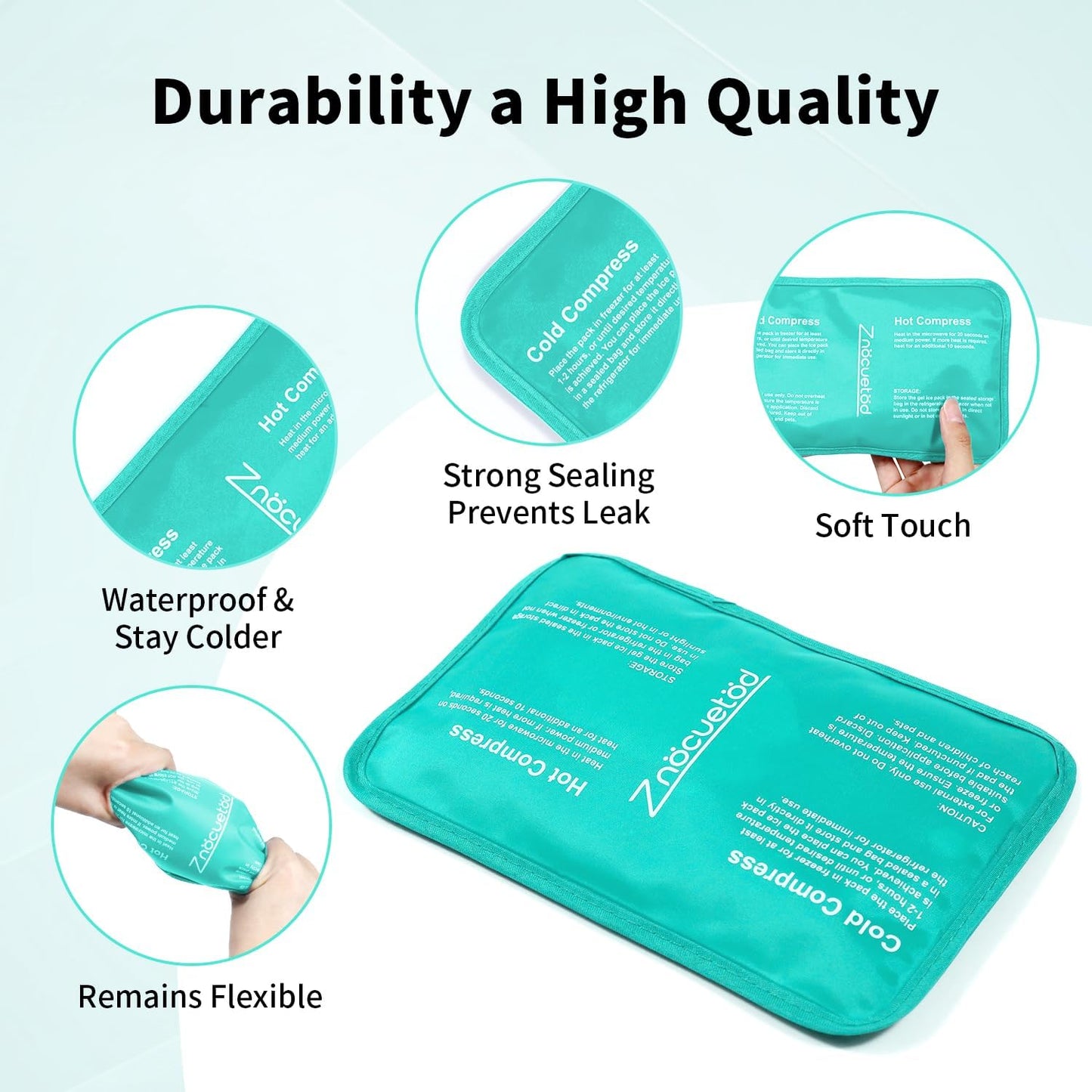 Gel Ice Pack for Injuries Reusable Soft Freezer Ice Bag with Strap- Hot Cold Compress Packs for Swelling Bruises Surgery Knee Shoulder Foot Back Ankle Neck Elbow Wisdom Tooth-1 Pack