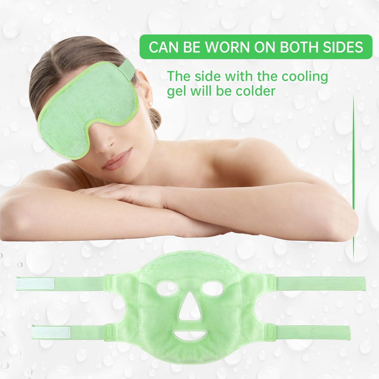 Face Eye Mask Ice Pack for Reducing Puffiness, Bags Under Eyes, Puffy Dark Circles, Migraine,Hot/Cold Pack with Soft Plush Backing (Cucumber Green)
