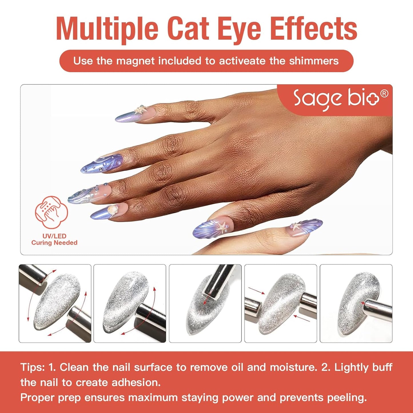 15ml Cat Eye Gel Nail Polish with Magnet Shimmer Glass Bead Effect 05
