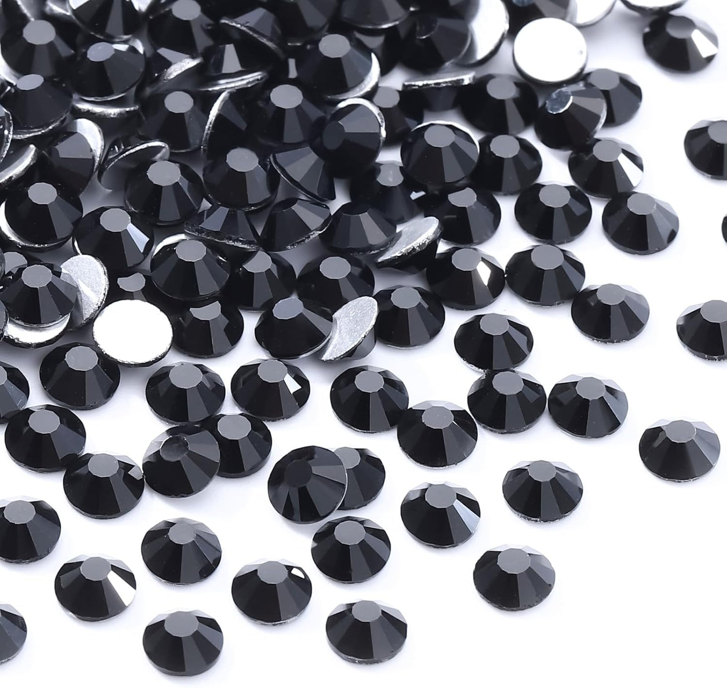 Black Flatback Rhinestones, Glass Rhinestones for Nail Art and Craft, Glue Fix, Loose Crystal Gemstones(Black, SS30, 288pcs, 6.4-6.6mm)