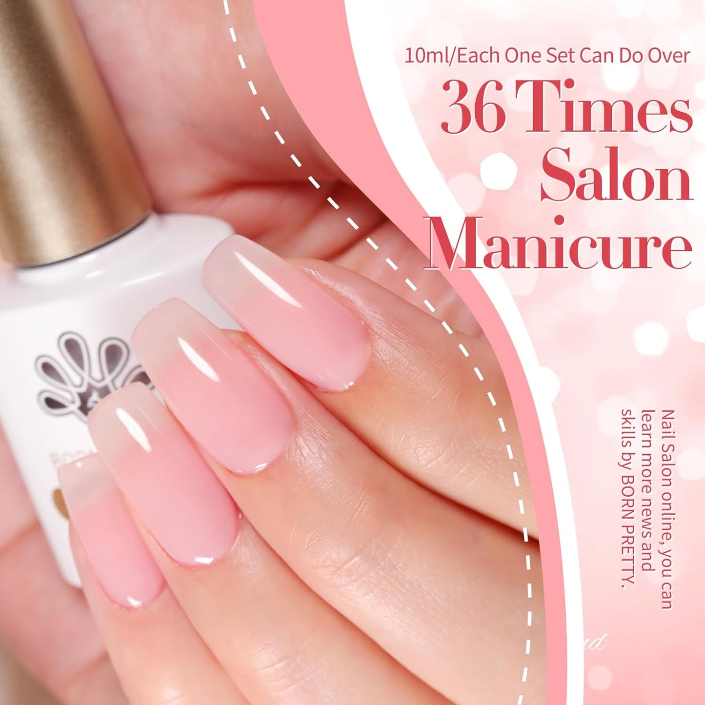 Born Pretty Jelly Gel Nail Polish Sheer Pink Gel Nail Polish Crystal Transparent Milky Gel Polish Kit Nail Art Varnish Collection Gift Set 7ML 6PCS