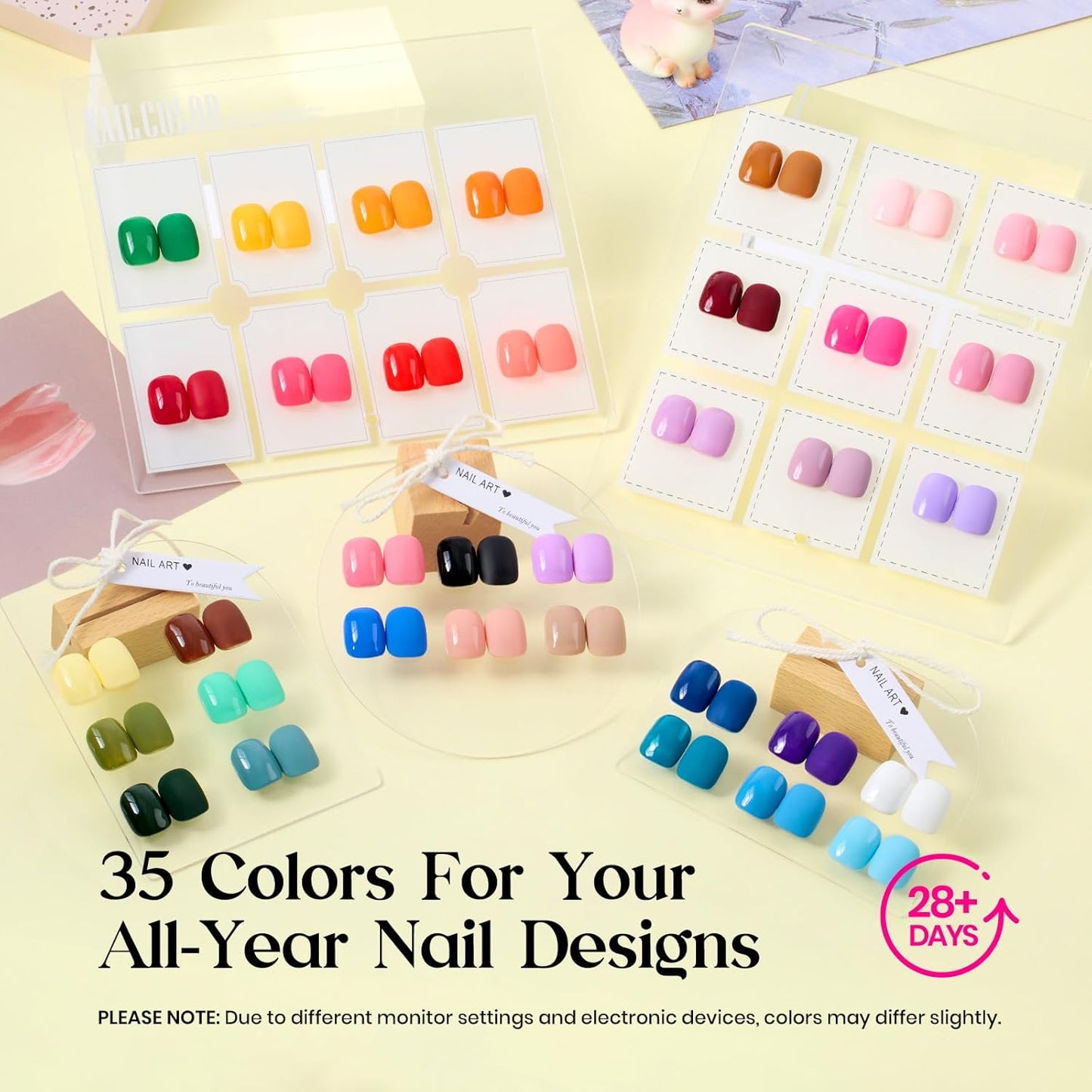 Beetles Gel Nail Polish Kit with U V Light - One Color One Bottle 35 Colors Mood Mosaic Collection Nail Polish Kit 68 Pcs Gifts for Women Girls with Top Base Coat Beauty Must Have DIY Salon Set