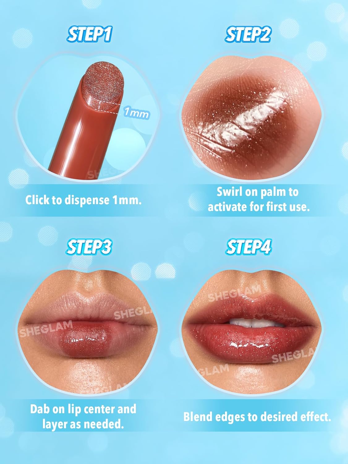SHEGLAM Pout-Perfect Moisturizing Solid Lip Gloss Shimmer Lip Plumper - Sugar Crystal