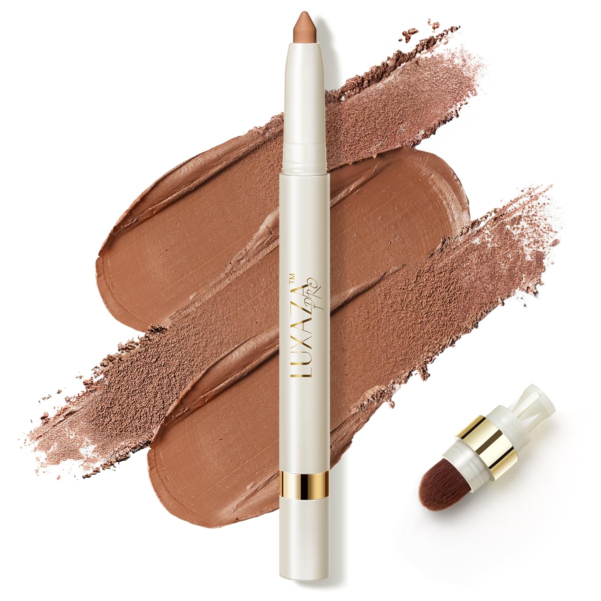 Eyeshadow Makeup Stick, Cream Shimmer, Eyeshadow Highlighter Makeup Eye Brightener Pencil Sticks Cosmetics, with Built-in Brush and Sharpener