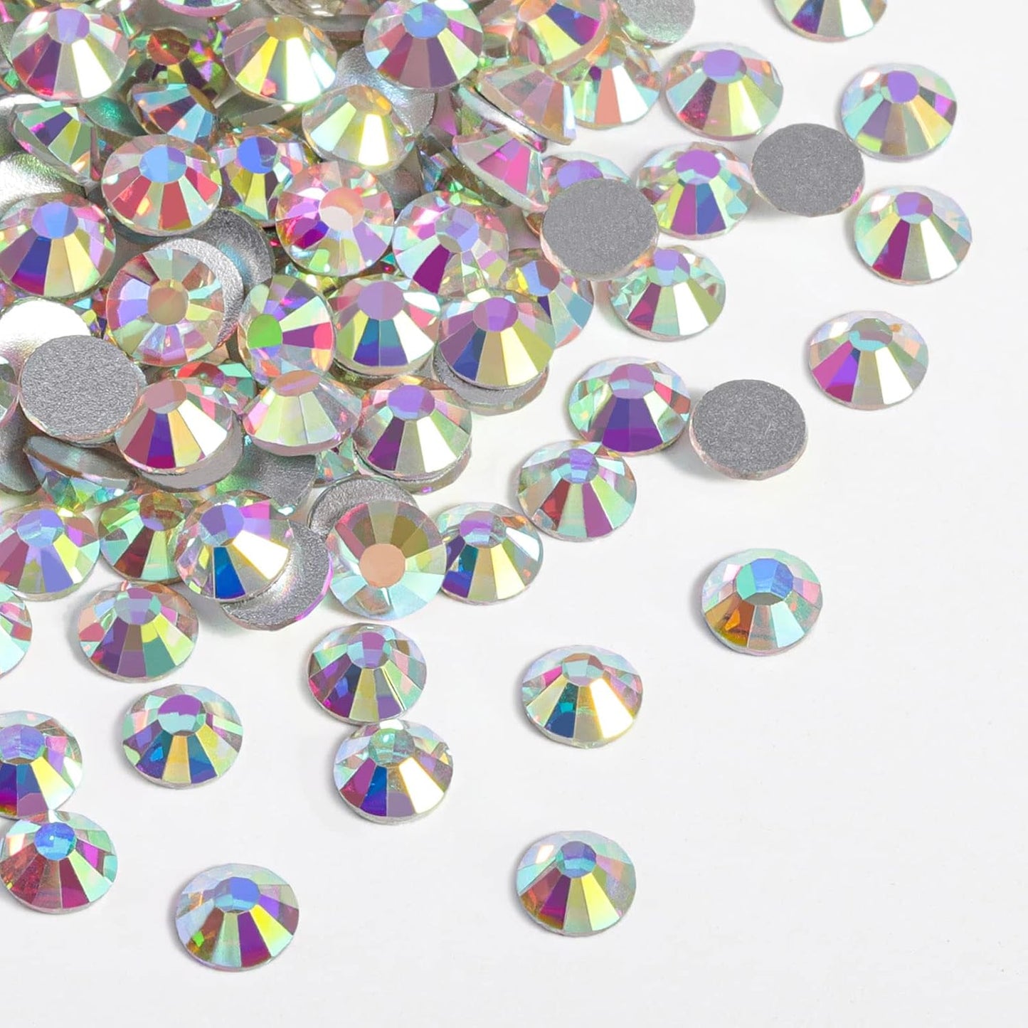 beadsland 1440pcs Flat Back Crystal Rhinestones Round Gems for Nail Art and Craft Glue Fix, CrystalAB (SS12(2.9-3.0mm))