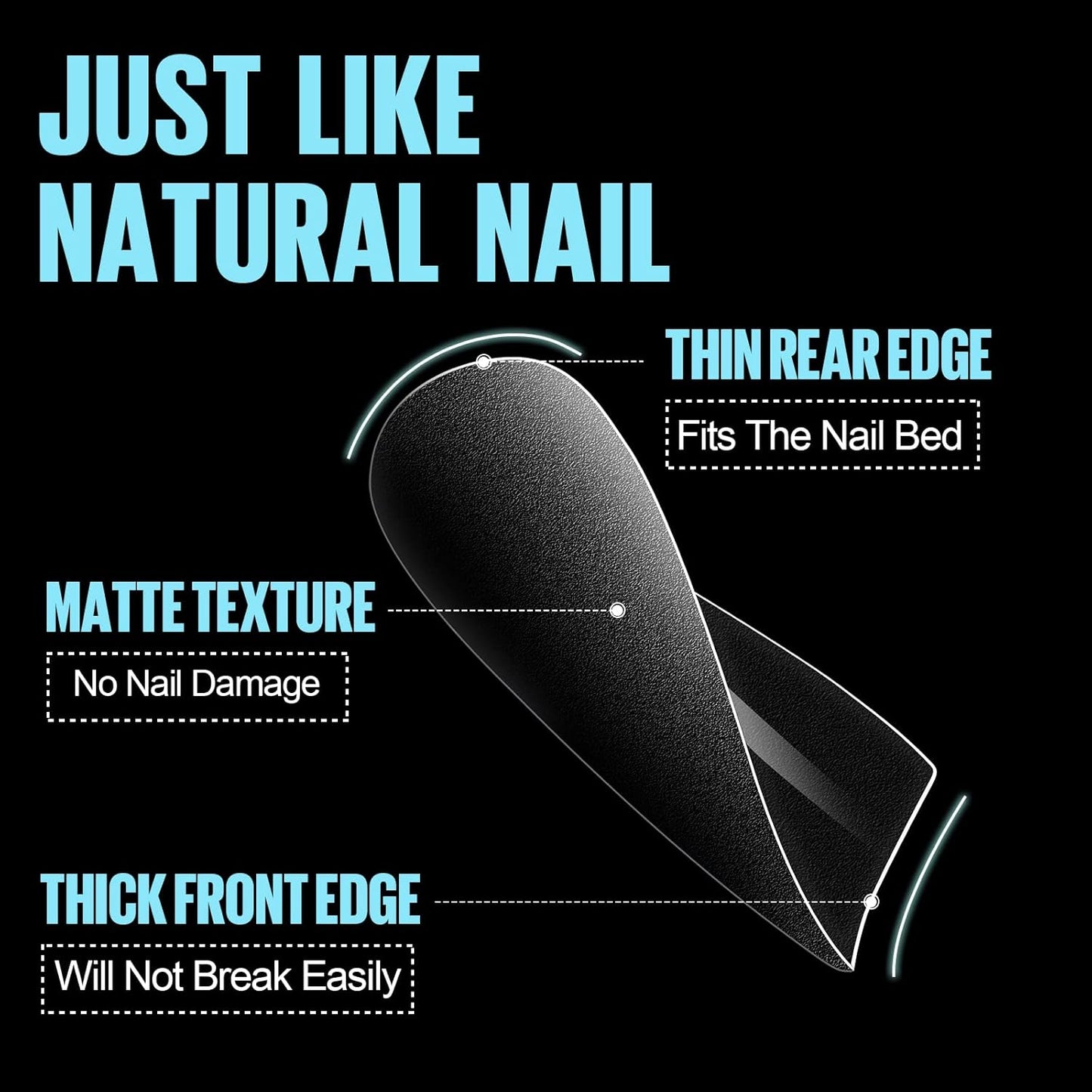 TOMICCA Extra Short Coffin Nail Tips, 450Pcs Full Cover Gel Nail Tips for Extension Manicure, 15 Sizes Acrylic Pre-shaped Double-sided Matte Fake Nails with Box