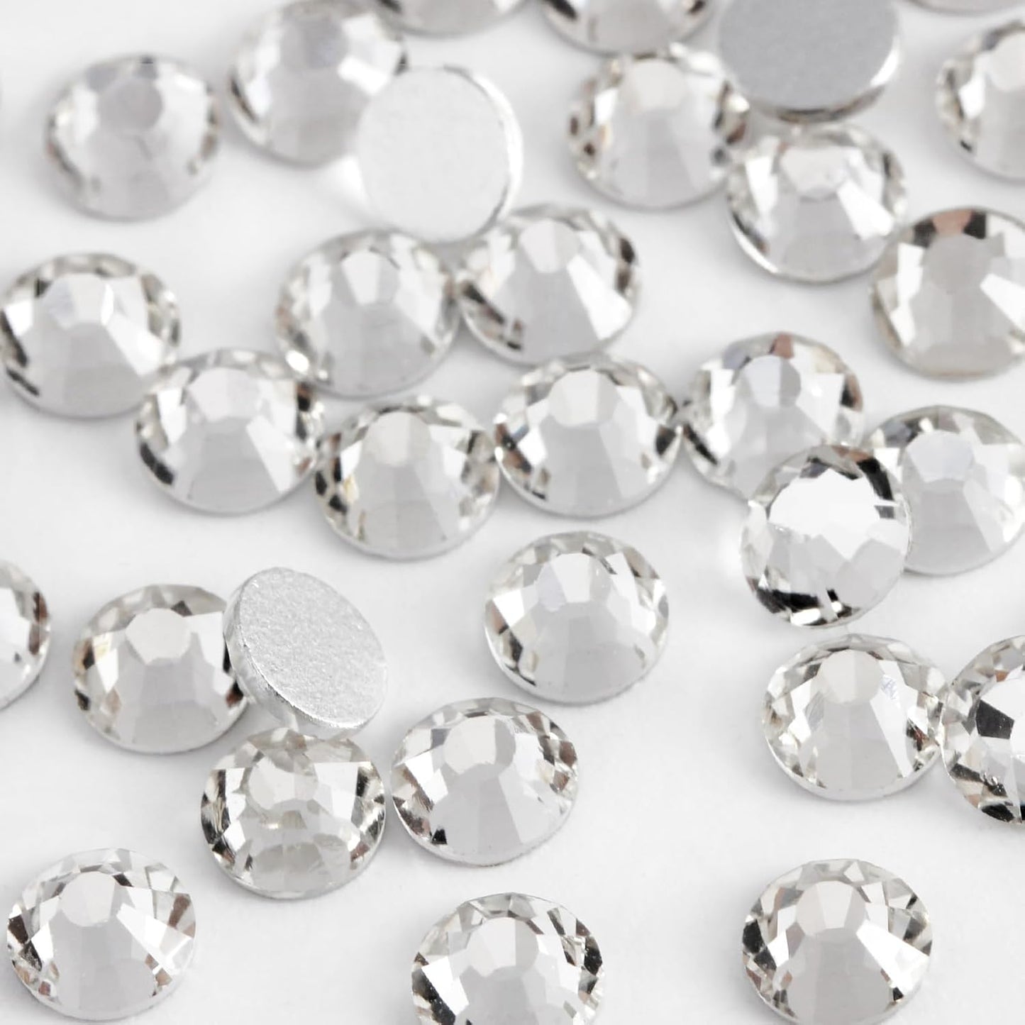 3000PCS SS8 Flatback Rhinestones | 12-Facet Diamond-Cut Glass Gems for Nail Art, Clothing, DIY Crafts |Glue-On Decoration Stones with Silver Backing(Crystal)