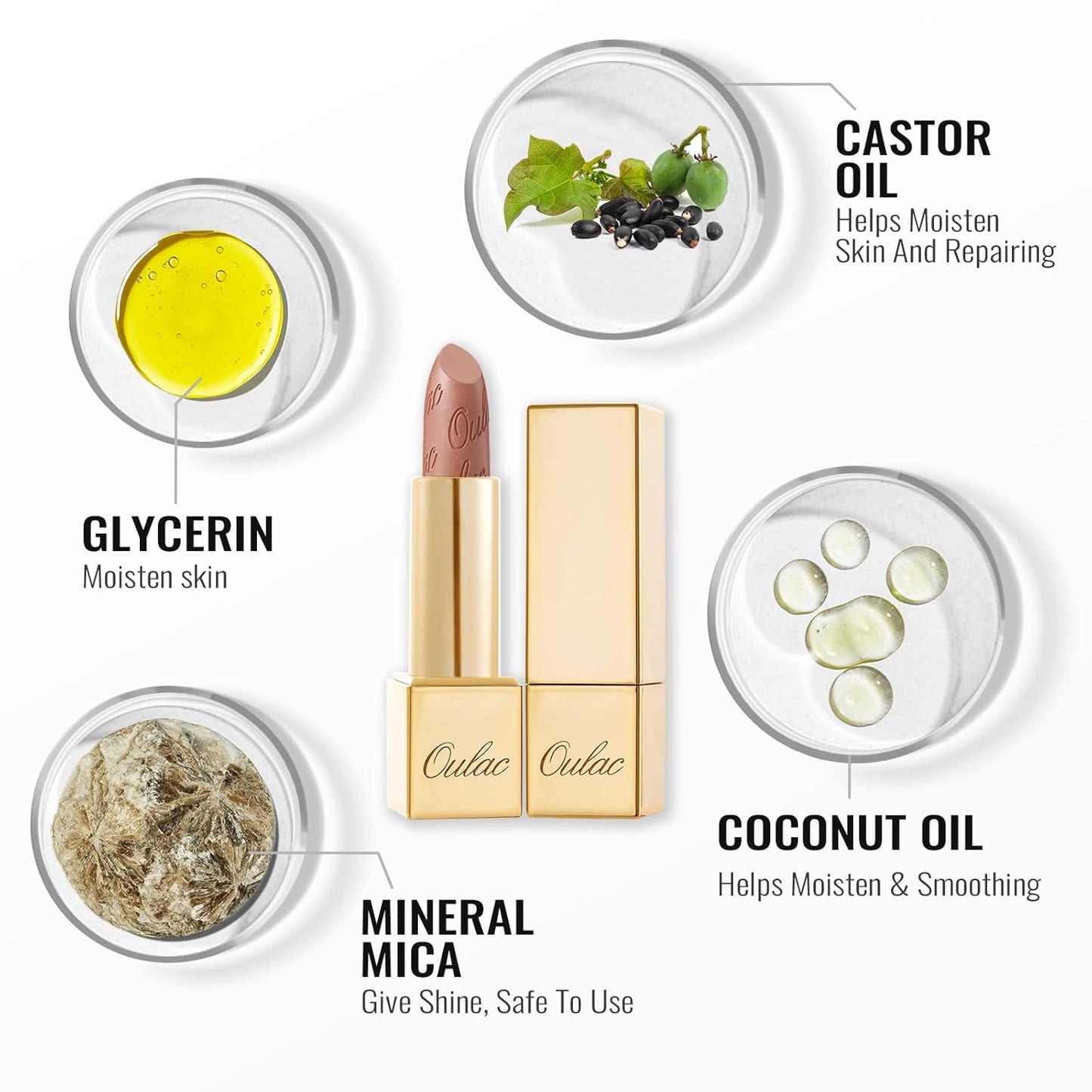 Oulac Glitter Gold Lipstick for Women with Metallic 3D Shine Lightweight Hydrating Formula, High Impact Lip Color, Vegan Beauty, Full Coverage Lip Makeup, Christmas Gifts for Women, Celebration(18)