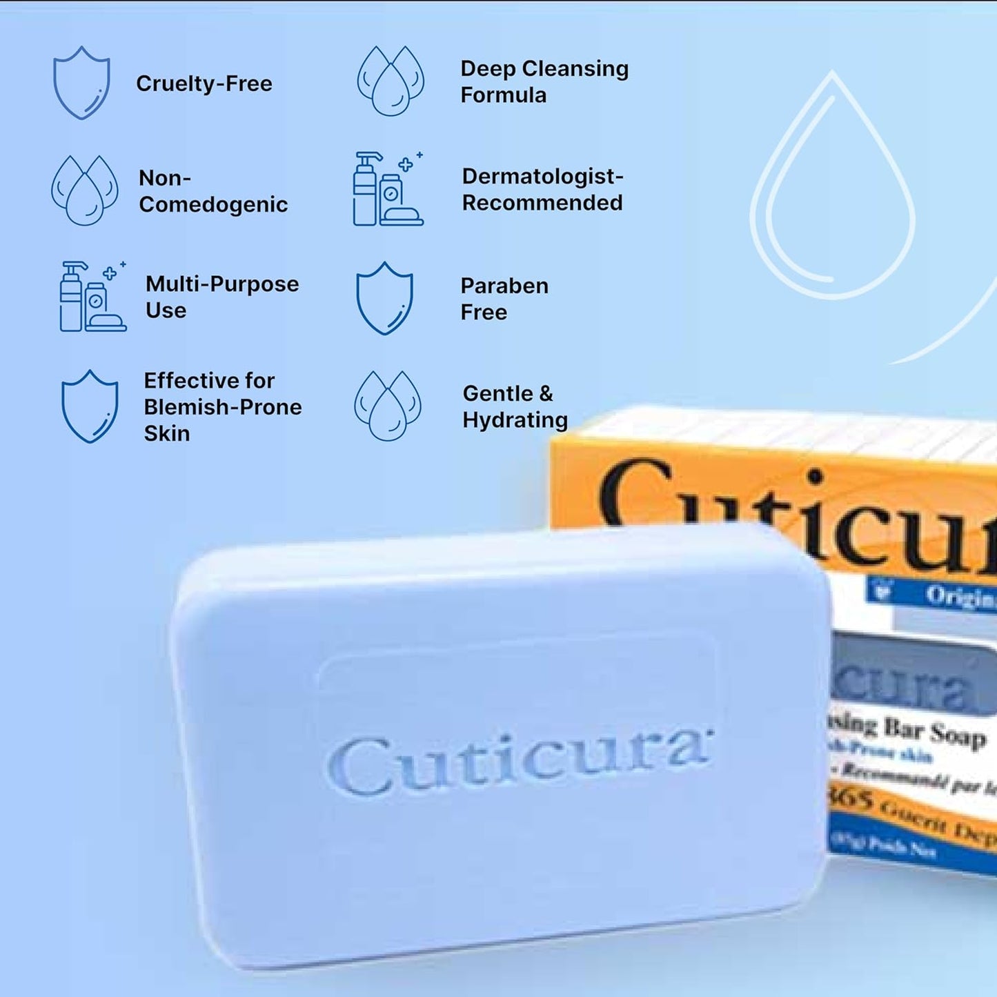 Cuticura Official Deep Cleansing Face and Body Soap - 5.25 oz (Pack of 6)