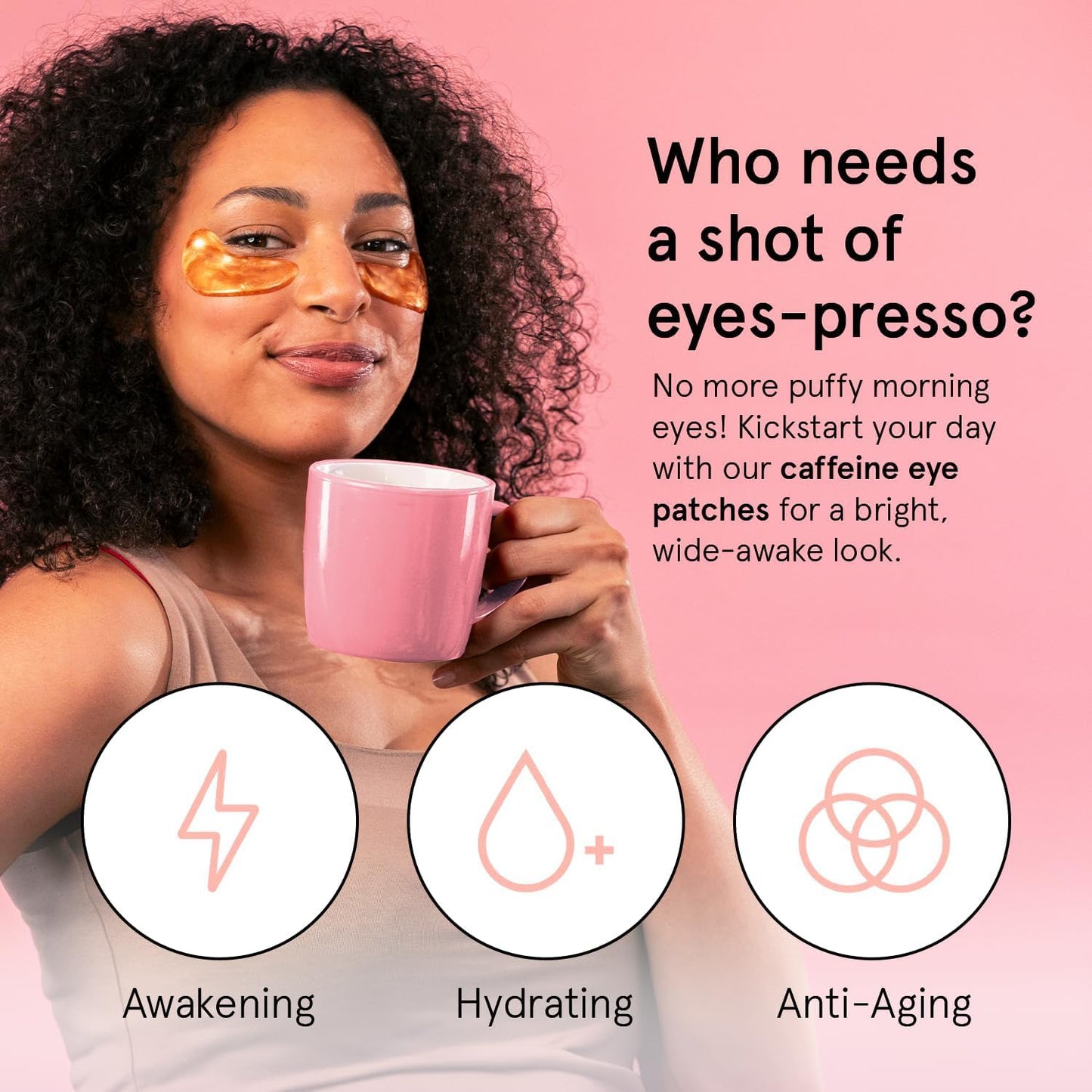 grace & stella Caffeine Under Eye Patches - Awakening Eye Patches for Puffy Eyes and Dark Circles - Under Eye Mask Patches with Niacinamide & Hyaluronic Acid - Vegan, Cruelty-Free (Bronze, 48 Pairs)