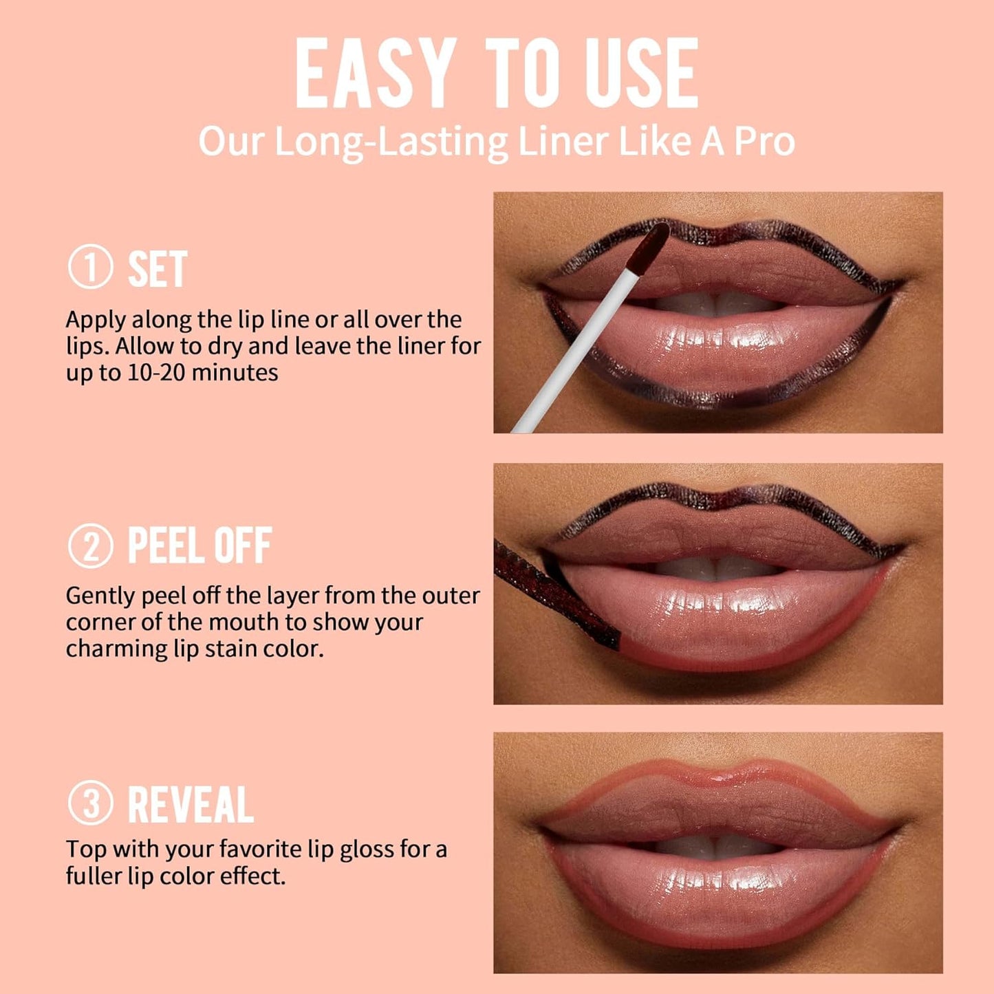 iMethod Lip Stain - Lip Liner Stain, Peel Off Lip Stain with Tweezer, Natural Long Lasting, Waterproof, Easy to Use, Stay On All Day, Rose