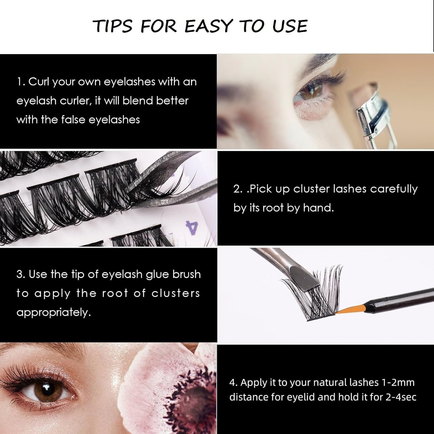 Lash Clusters 144 Pcs Individual Lashes Clusters Eyelash Extensions False Eyelashes DIY Lash Extension Reusable False Eyelashes Natural Look Mix 10-16mm C D Curl-DM01