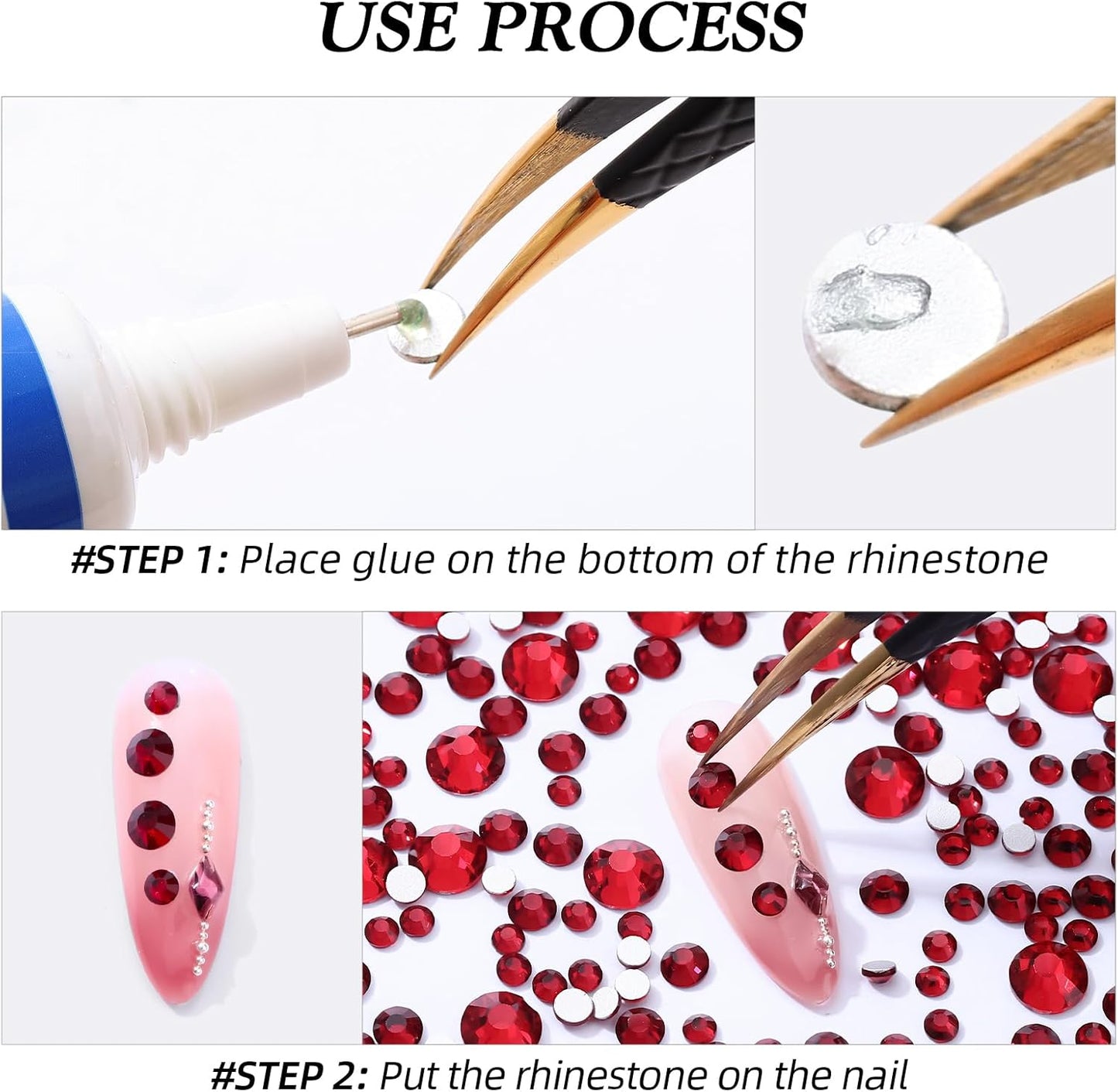 Siam Flatback Rhinestones, Glass Rhinestones for Nail Art and Craft, Glue Fix, Loose Crystal Gemstones(Siam, SS6, 2880pcs, 1.9-2.0mm)