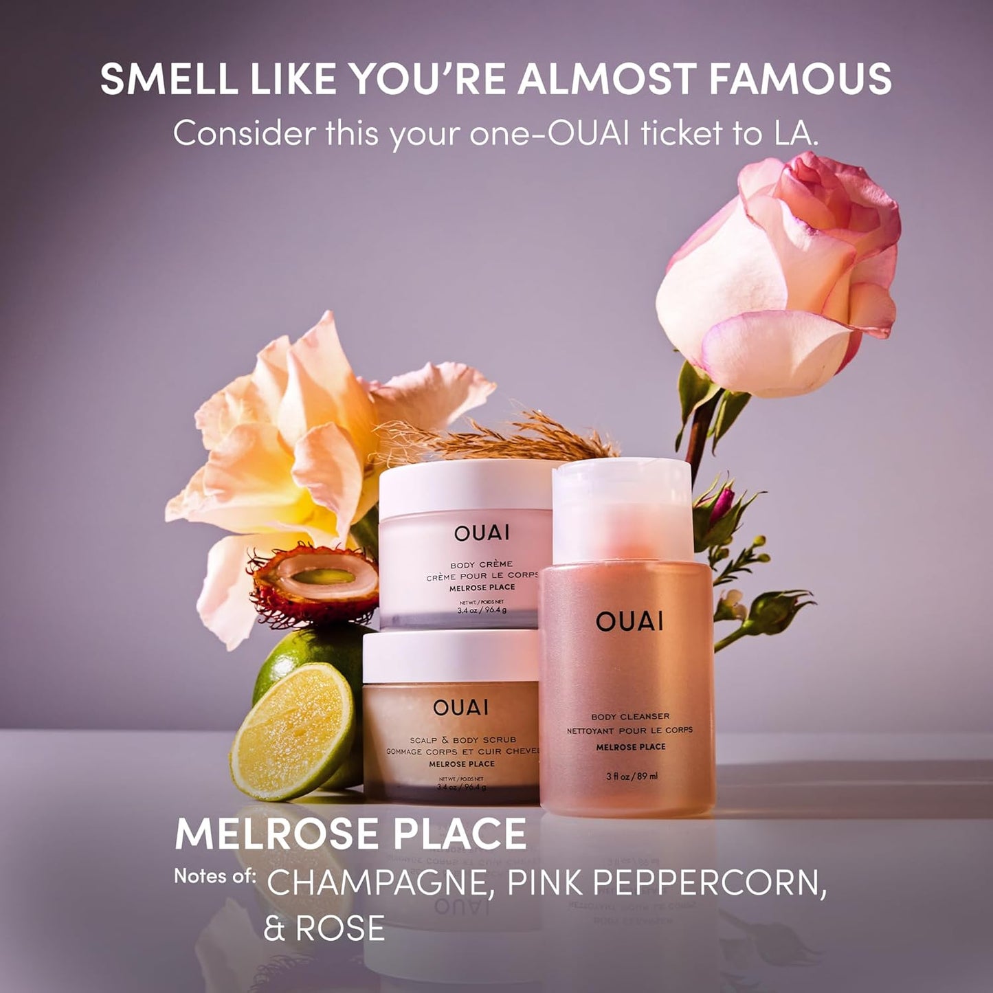 OUAI Body Cream Travel Size, Melrose Place - Hydrating Whipped Body Cream with Cupuaçu Butter, Coconut Oil & Squalane - Softens Skin and Delivers Healthy-Looking Glow - Sulfate Free Skin Care (3.4 Oz)