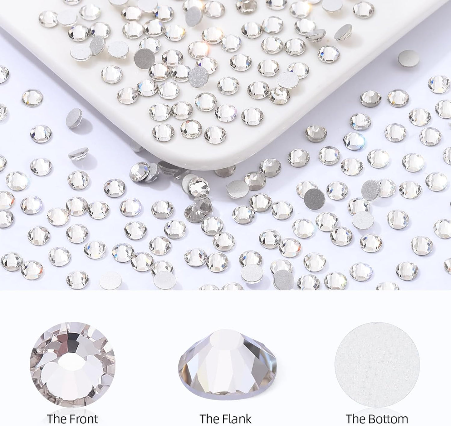 Crystal Clear Flatback Rhinestones, Glass Rhinestones for Nail Art and Craft, Glue Fix, Loose Crystal Gemstones(Crystal, SS34, 576pcs, 7.1-7.3mm)