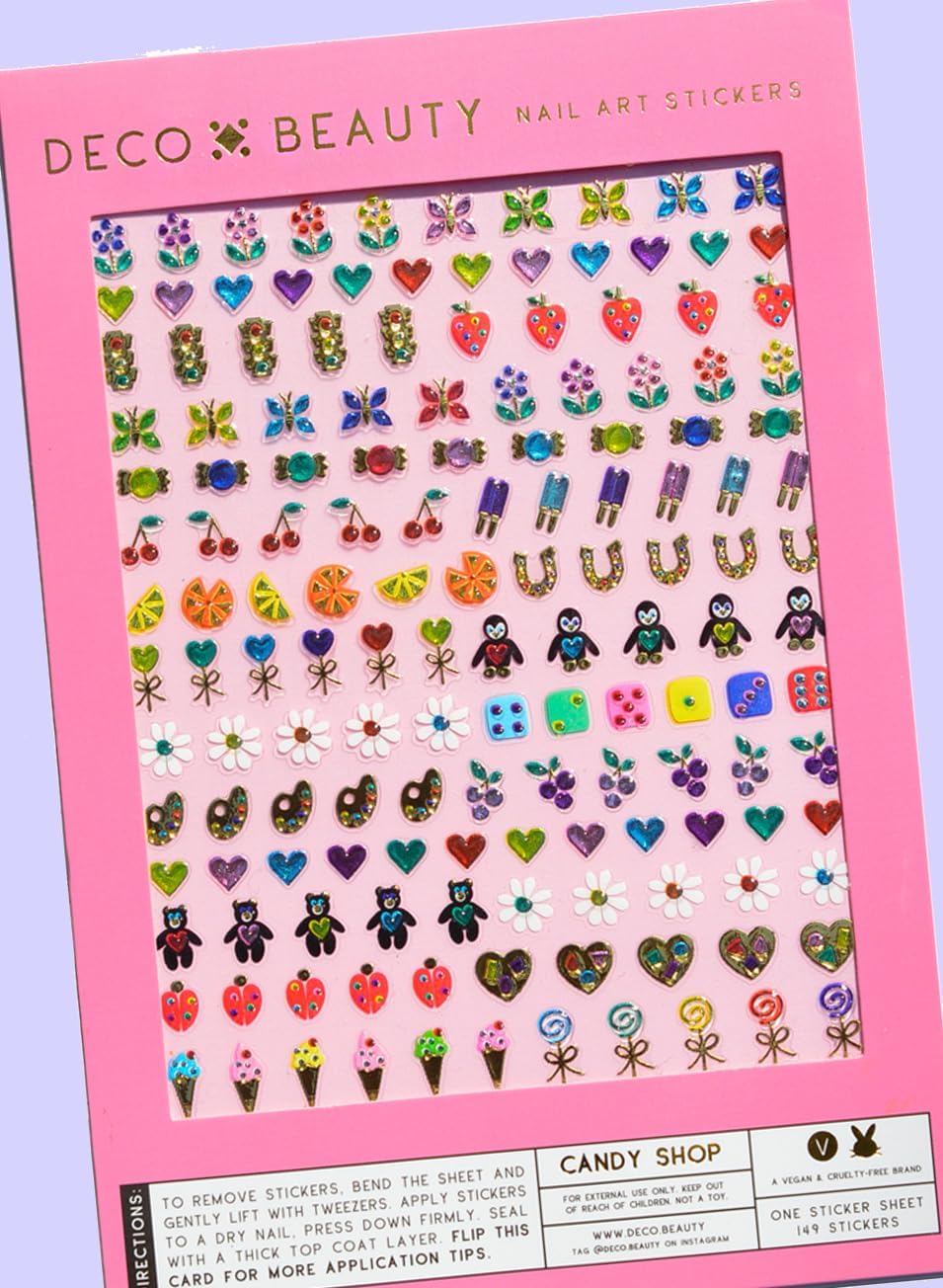 Candy Shop Nail Stickers - Lightweight & Easy-to-Apply Nail Art with Cute & Trendy Designs - Durable & Long-Lasting Nail Stickers for Women, Ideal for DIY Manicures