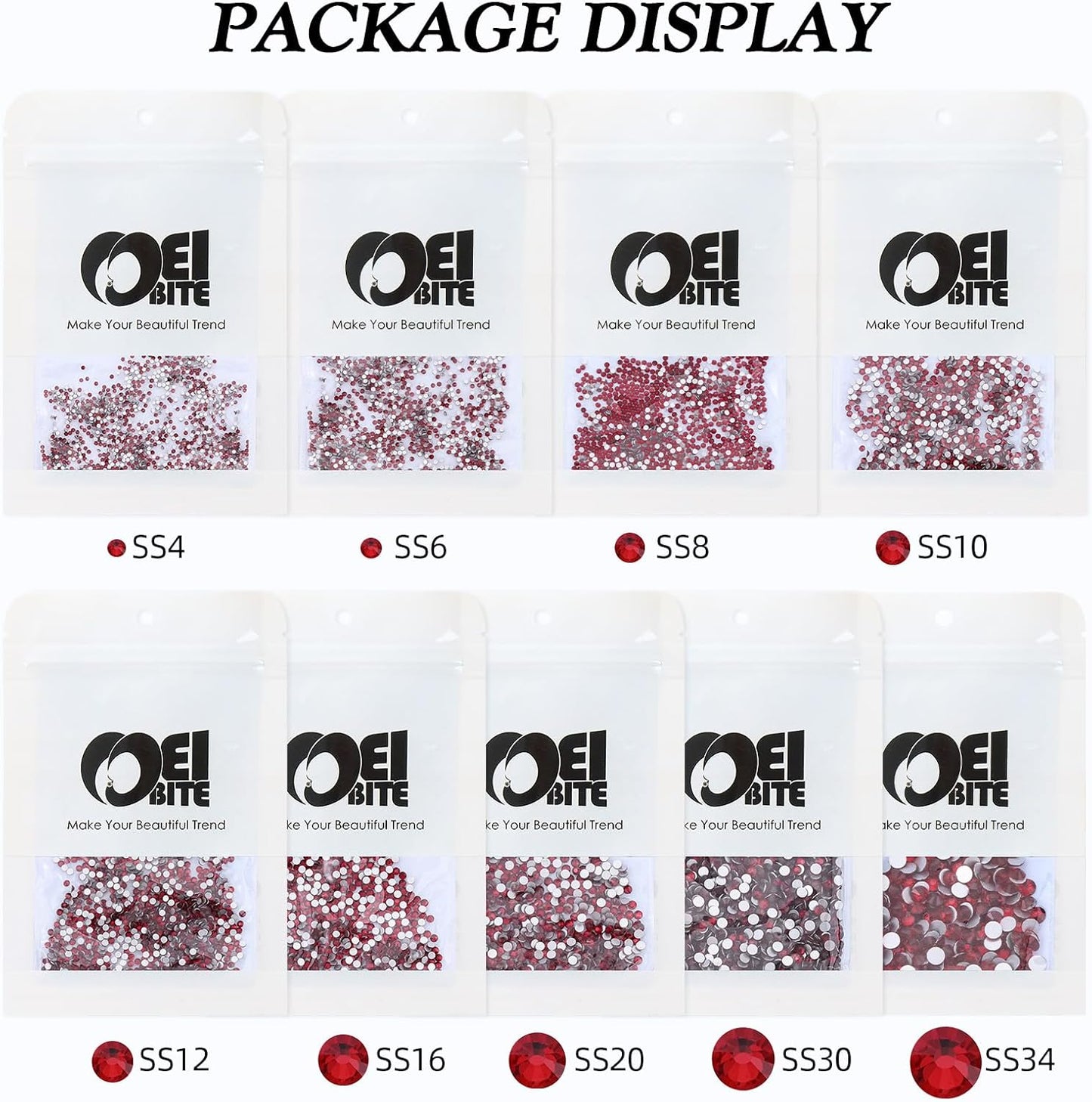 Siam Flatback Rhinestones, Glass Rhinestones for Nail Art and Craft, Glue Fix, Loose Crystal Gemstones(Siam, SS20, 1440pcs, 4.6-4.8mm)