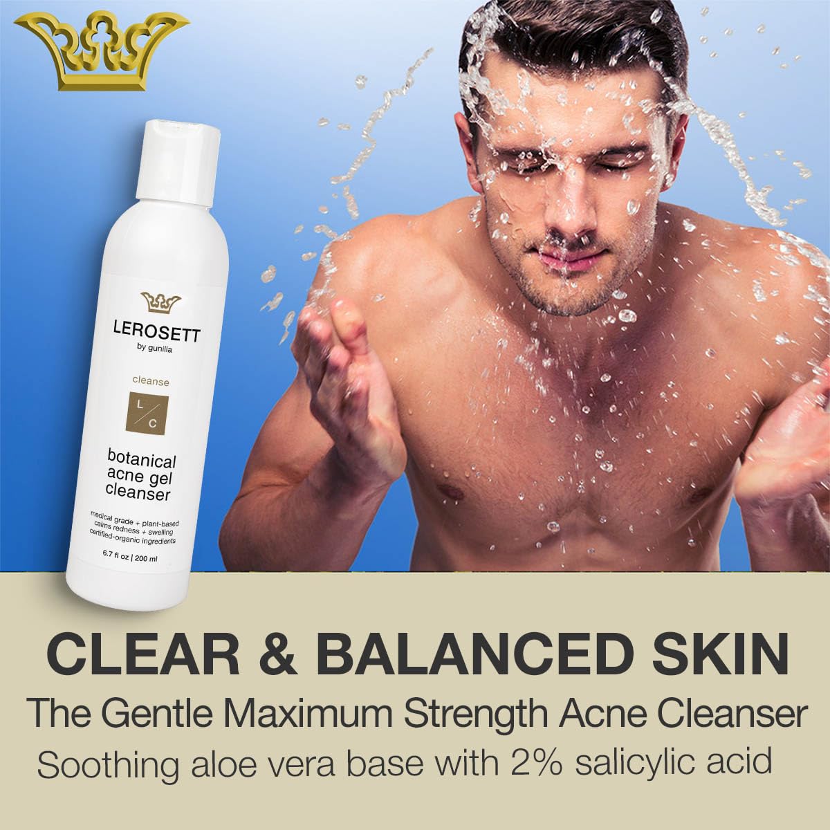 LEROSETT Acne Kit Includes Cleanser Moisturizer & Spot Treatment Mask Organic Calming Aloe & Clay Based, Clears Acne, Pimples, Blackheads & Breakouts, Vegan Acne Kit, For All Skin Types
