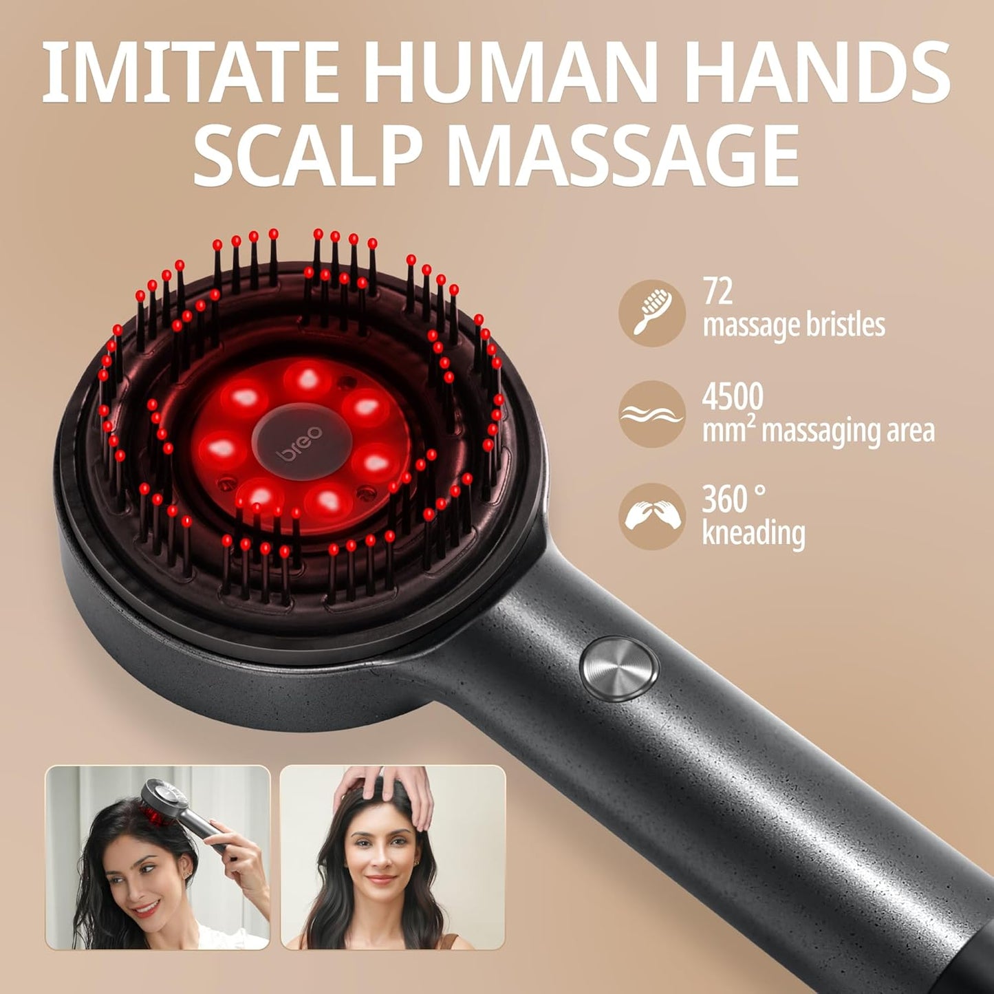 Breo Scalp 3L Laser Hair Growth Comb with 650nm Infrared Technology, 360° Scalp Massager, Waterproof Design, Effective Scalp Stimulation and Hair Regrowth