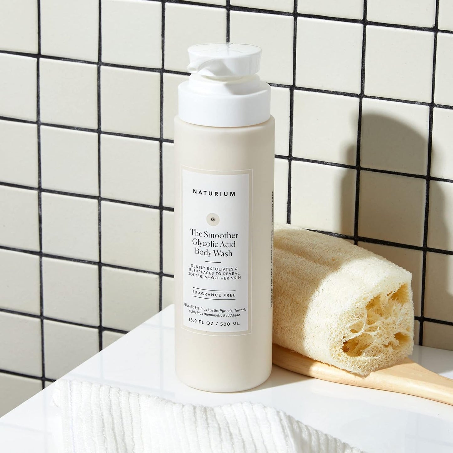 Naturium The Smoother Glycolic Acid Exfoliating Body Wash, Soft & Smoothing Cleanser, 16.9 oz