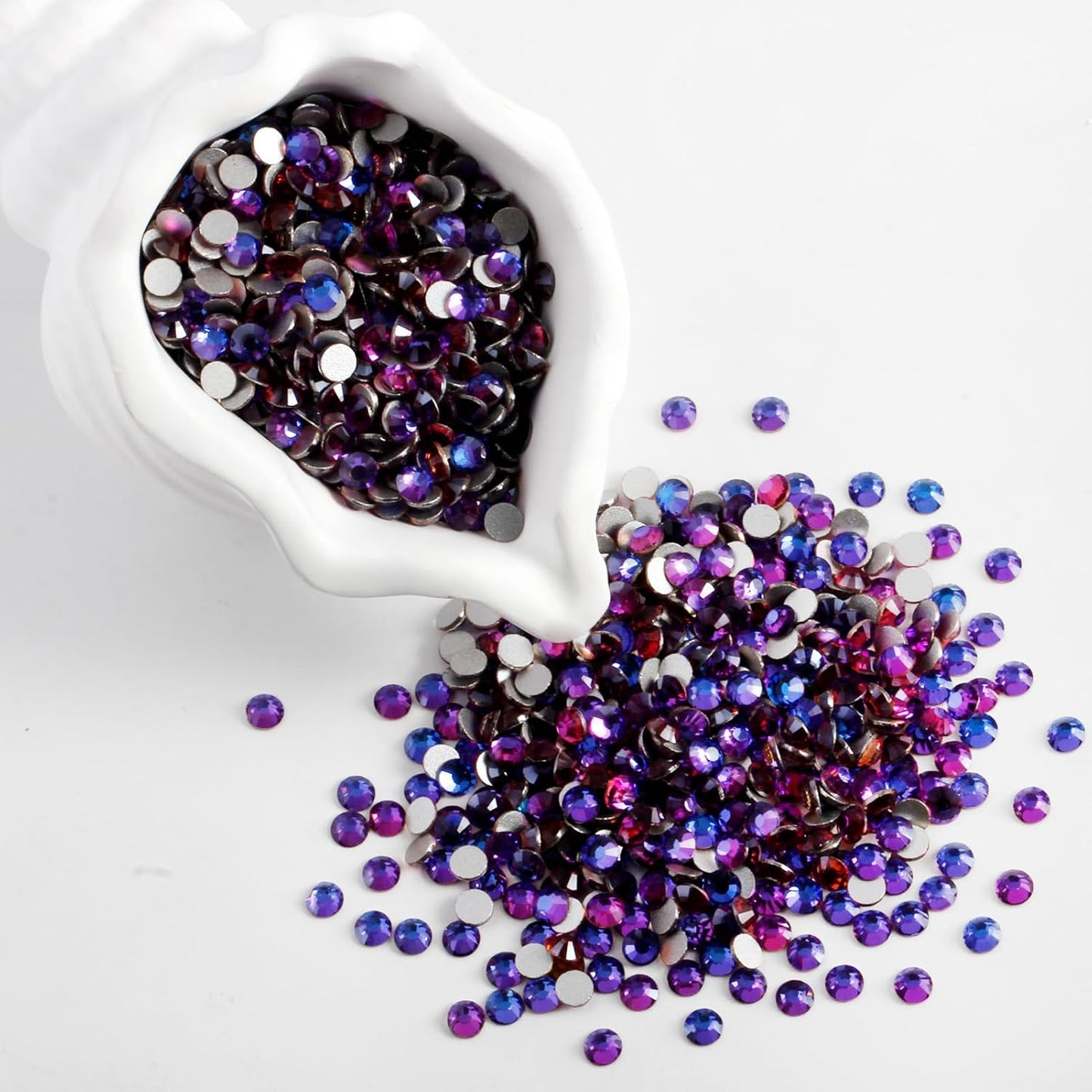 2000 PCS SS20 Flatback Rhinestones,12-Facet Diamond-Cut Glass Gems for Nail Art,Clothing,DIY Crafts,Glue-On Decoration Stones with Silver Backing,Purple Velvet
