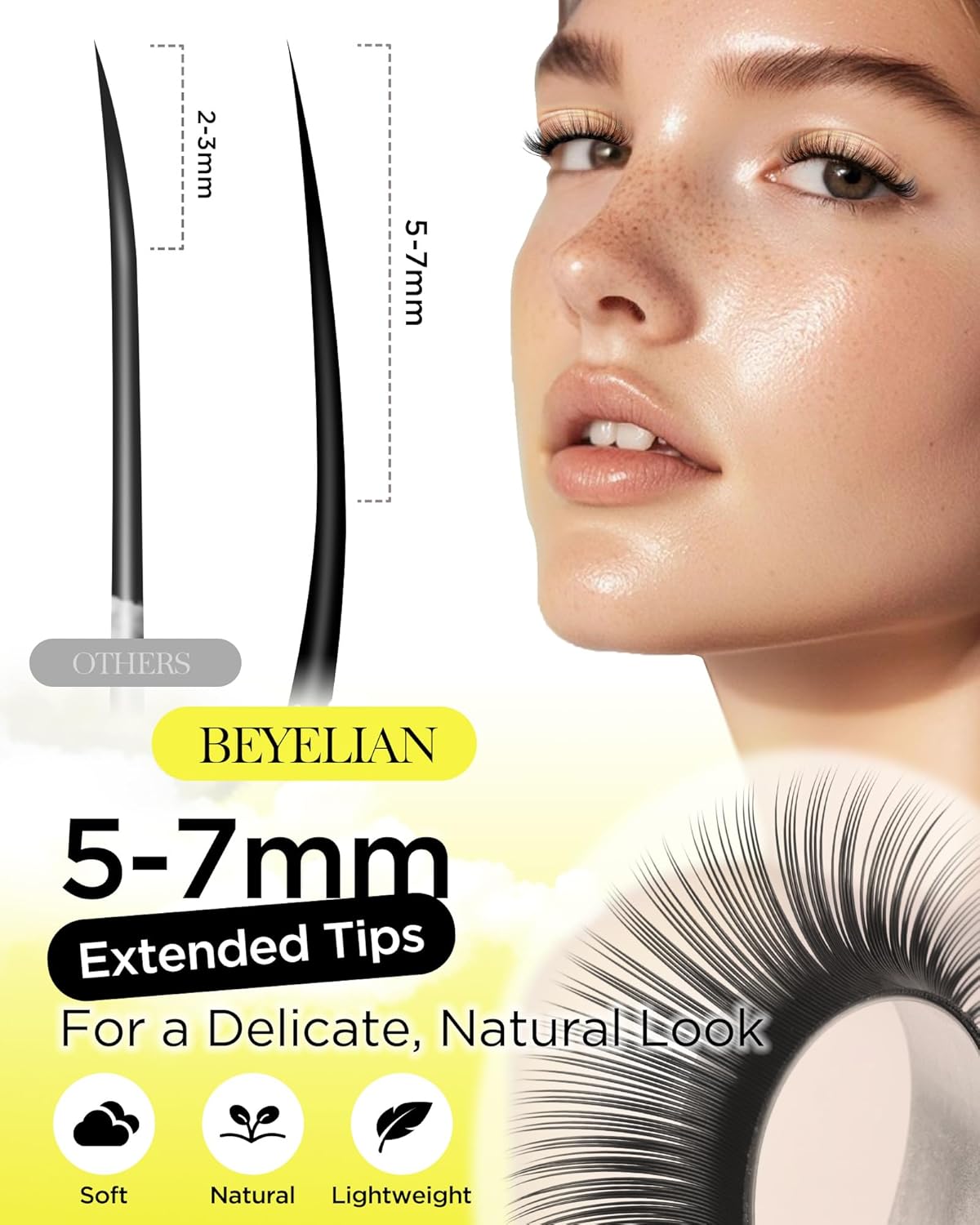 BEYELIAN Eyelash Extension Natural Matte Black 0.05 C Curl 7-15mm Tray Easy Fan Lash Extensions Volume Lashes 100°/212°F High Temperature Resistant Classic Professional Use (0.05 C 15mm)