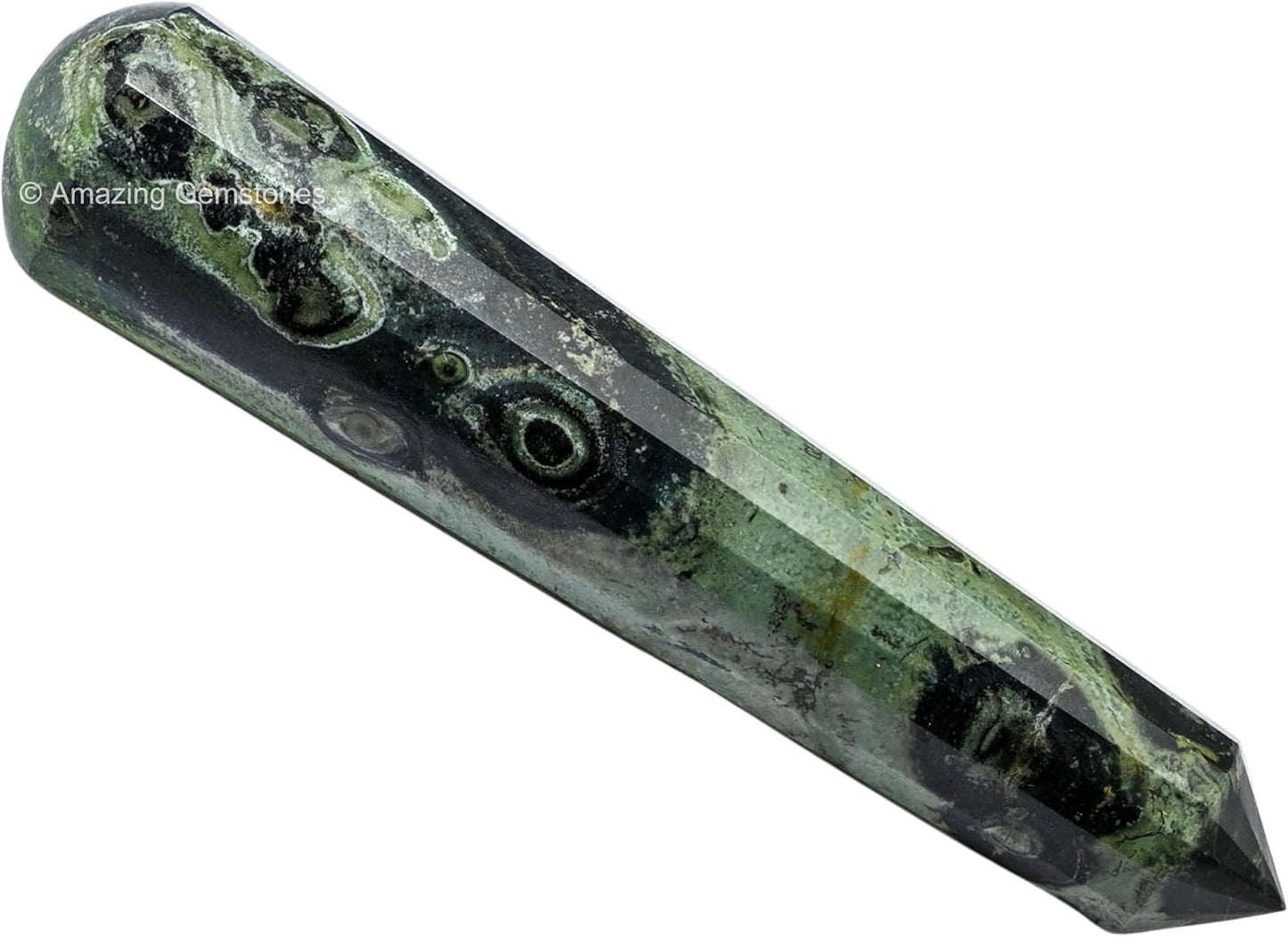 Amazing Gemstone Kambaba Jasper Crystal Wand Massage Stick - Pelvic Wand Gua Sha for Adults - Crystals and Healing Stones Massage Wands for Adults Gifts (Pointed)