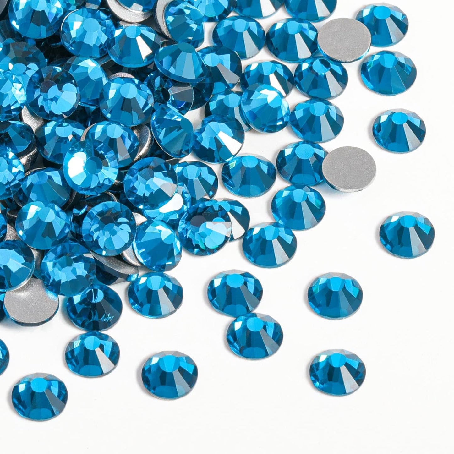 Beadsland 2880pcs Flat Back Crystal Rhinestones Round Gems for Nail Art and Craft Glue Fix,Indicolite,SS4,1.5-1.7mm