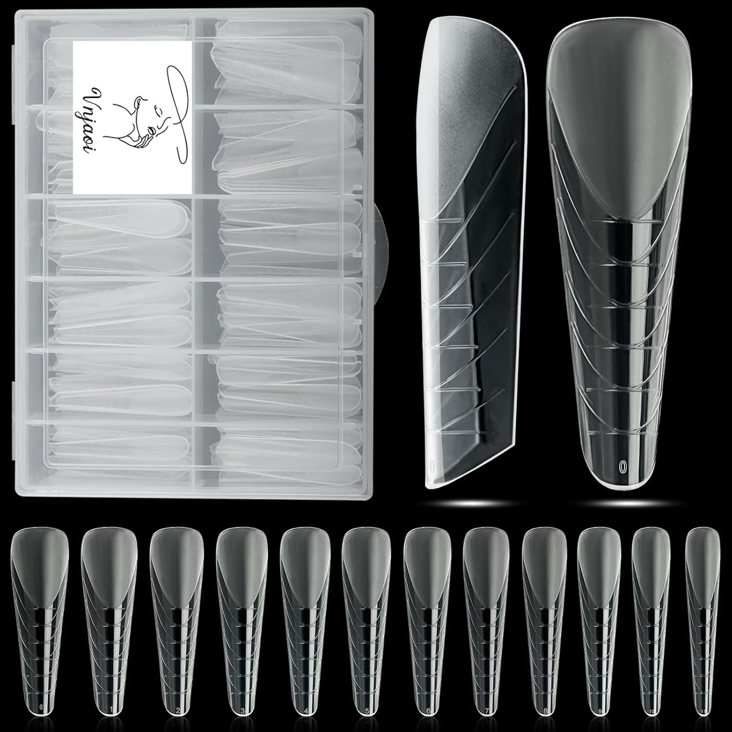 120 Pcs Dual Nail Forms 12 Sizes Half Matte Extension Poly Nail Gel Full Cover Nail Molds With Scale Builder Coffin Nail for Gel Manicure Nail Art Design Salon DIY at Home