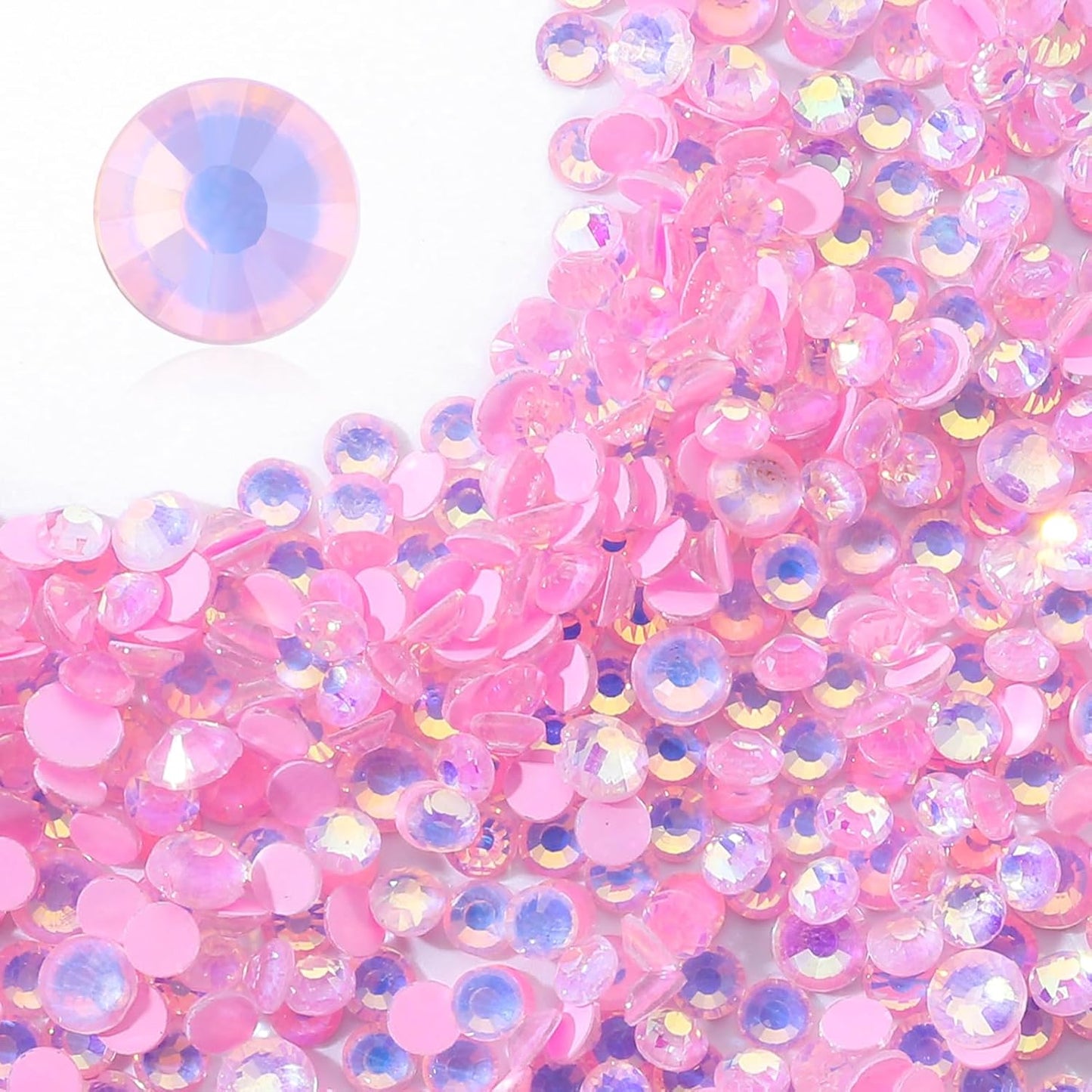 F Pink Flatback Rhinestones, Glass Rhinestones for Nail Art and Craft, Glue Fix, Loose Crystal Gemstones(F Pink, SS10, 1440pcs, 2.7-2.8mm)