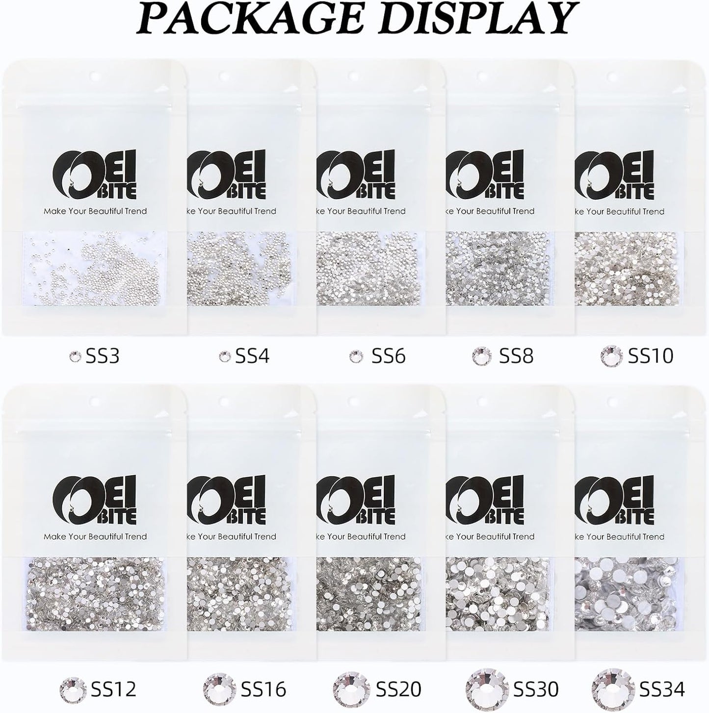 Crystal Clear Flatback Rhinestones, Glass Rhinestones for Nail Art and Craft, Glue Fix, Loose Crystal Gemstones(Crystal, SS16, 1440pcs, 3.8-4.0mm)