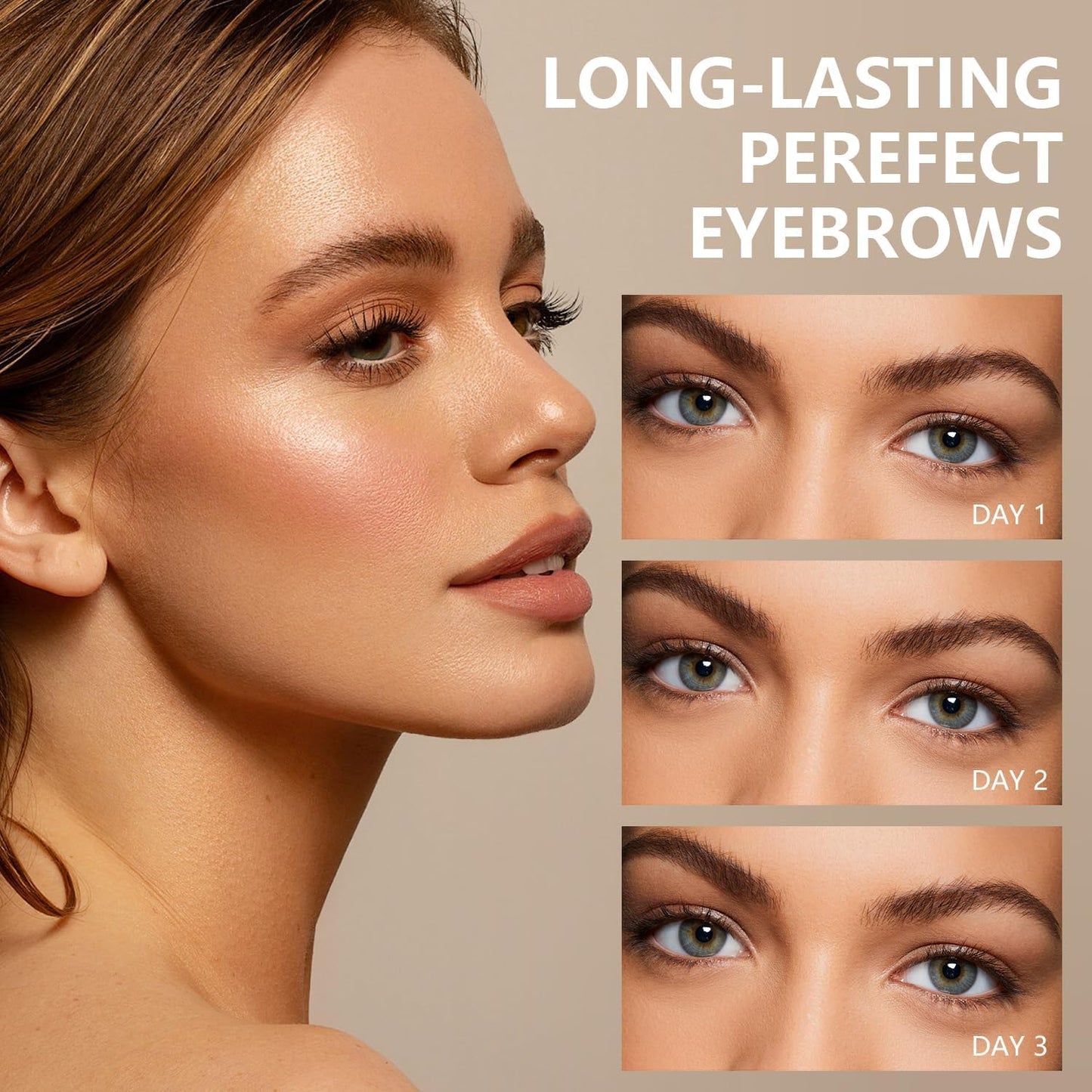 Tattoo Eyebrow Gel Easy Peel Off, Peel Off Eyebrow Tint, Easy Peel off Eyebrow Gel, Peel Off Eyebrow Tint, Waterproof & Sweatproof for All Skin Types (#3 Dark Brown)