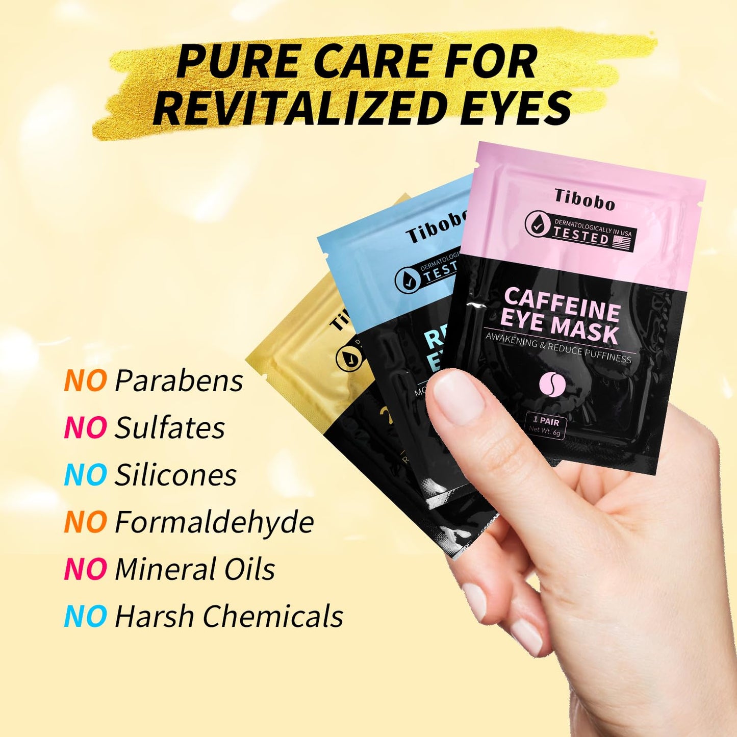 Under Eye Patches(12 Pairs), 24K Gold, Caffeine, Retinol Eye Masks for Puffy Eyes, Wrinkles, Dark Circles, Undereye Bags Treatment - Restoring & Awakening & Moisturizer Skin care Gift for Women