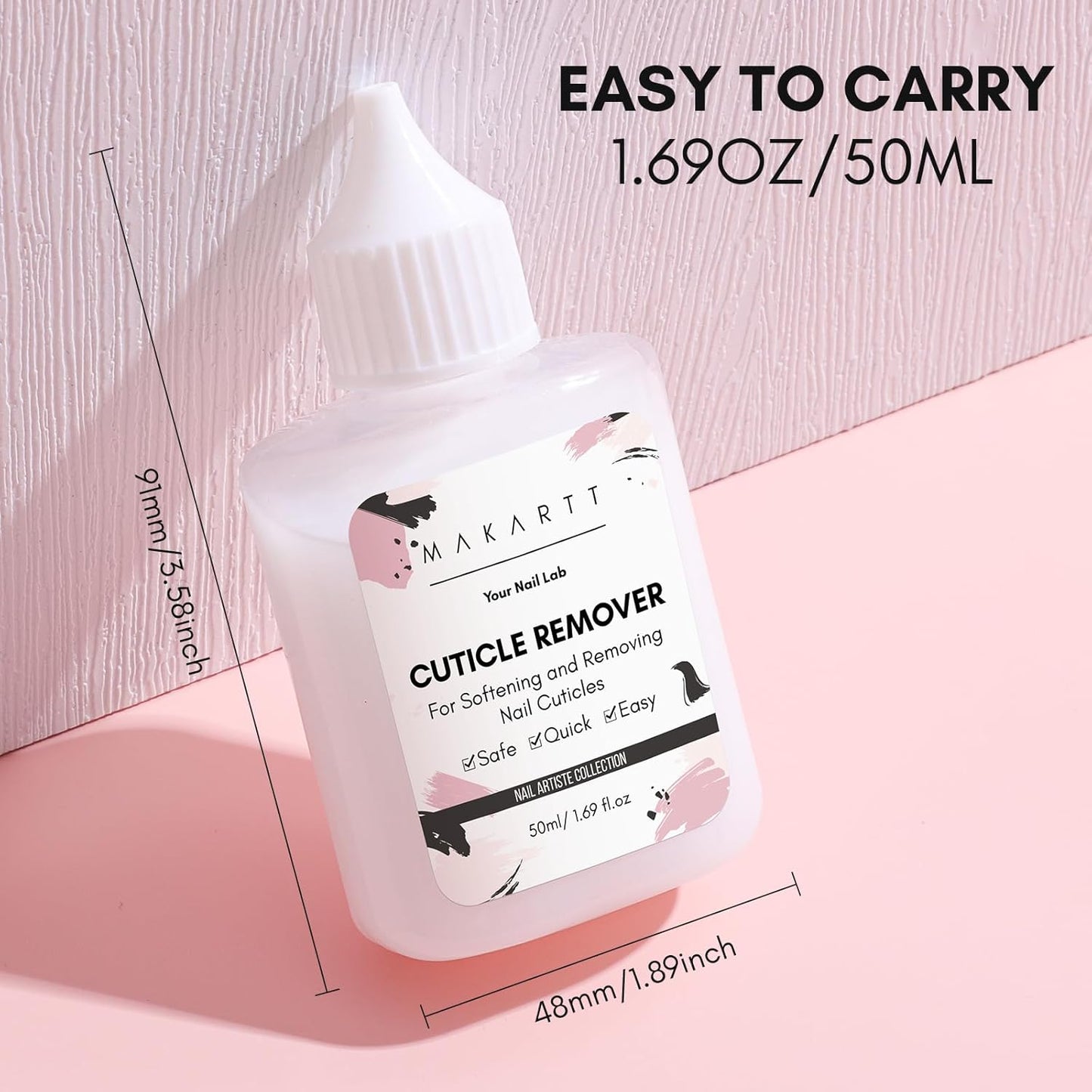 Makartt Cuticle Remover Liquid, 50ml Professional Instant Softener Cream for Dry Cuticles, Salon-Quality Nail Care Dissolver for Manicure & Pedicure Use