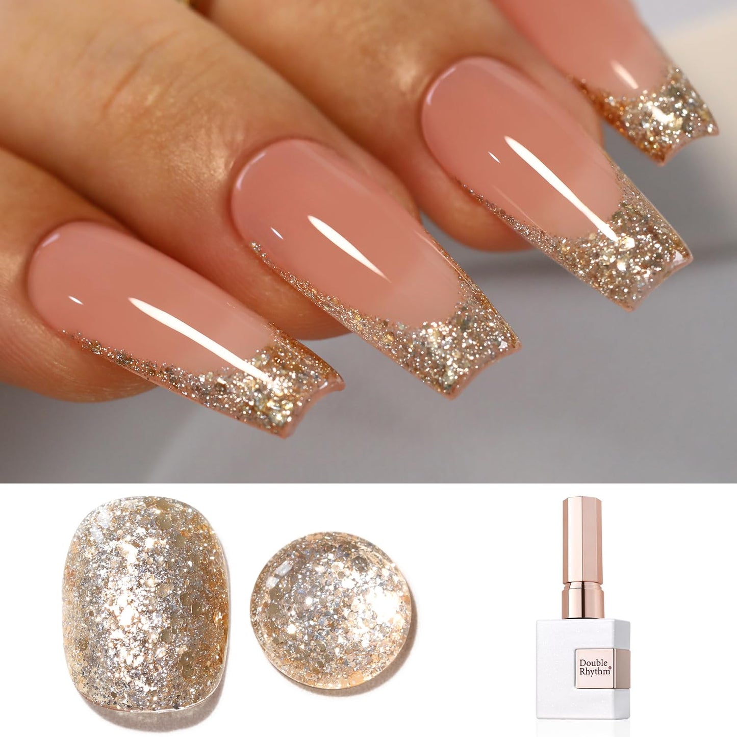 Double Rhythm 15ML Glitter Gel Polish Shimmer Reflective Holographic Color Magnetic for Nail Art Salon DIY at Home (B1117)