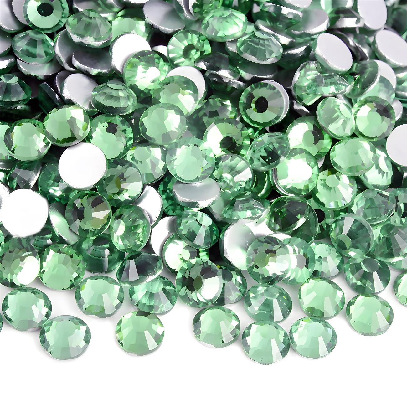 Flatback Rhinestones Round Gems for Nails Art and Crafts 4000Pcs SS6 2mm Glitter Crystals Stone DIY Bags Clothes Shoes (Light Green)