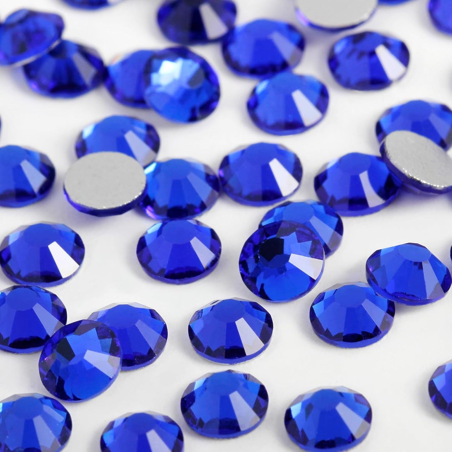 5000PCS SS6 Flatback Rhinestones | 12-Facet Diamond-Cut Glass Gems for Nail Art, Clothing, DIY Crafts |Glue-On Decoration Stones with Silver Backing(Sapphire)