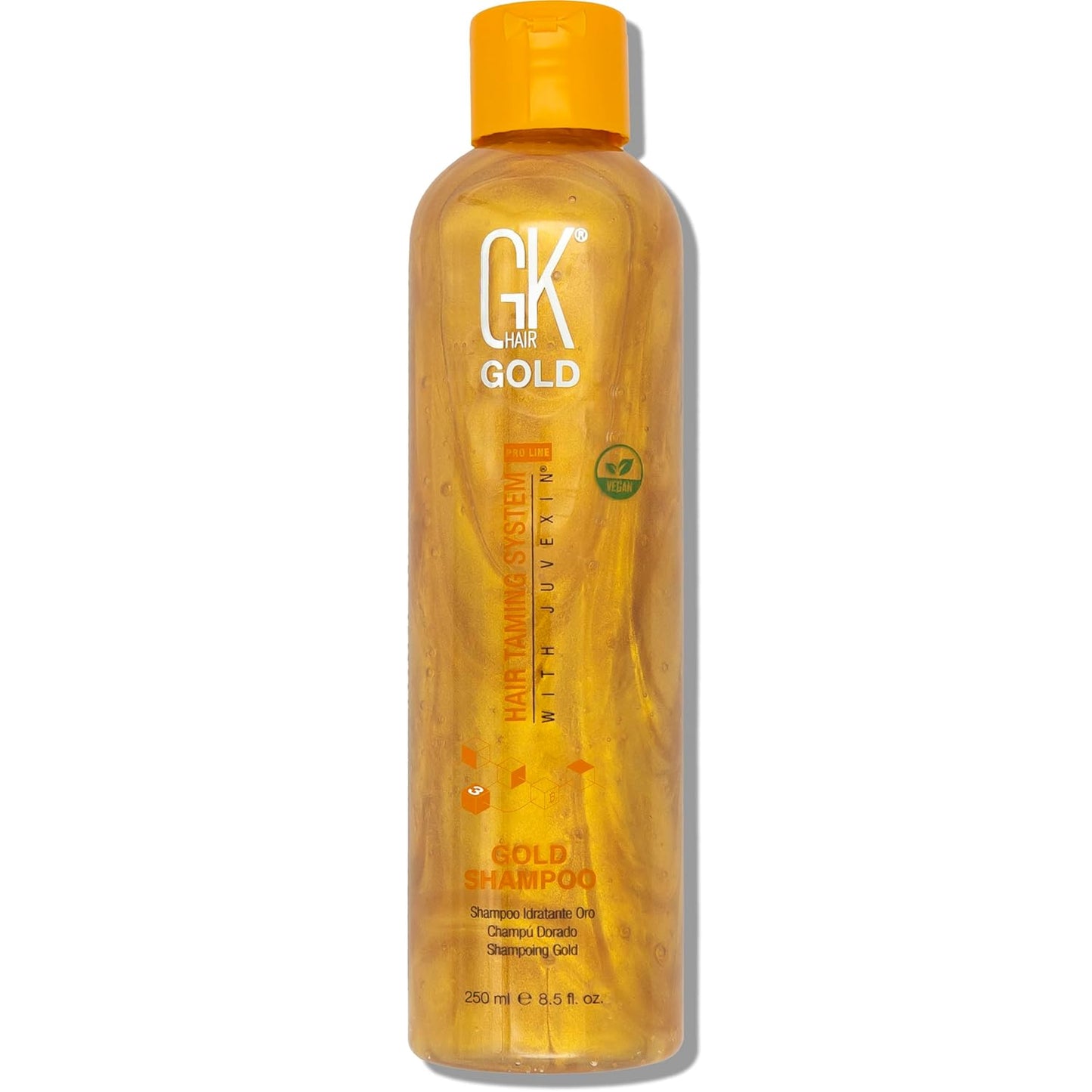 GK HAIR Global Keratin Gold Shampoo (8.5 Fl Oz/250ml) Hair Moisturizing Shine and Protection With Argan Oil, Shea Butter, Natural Oils All Hair Types