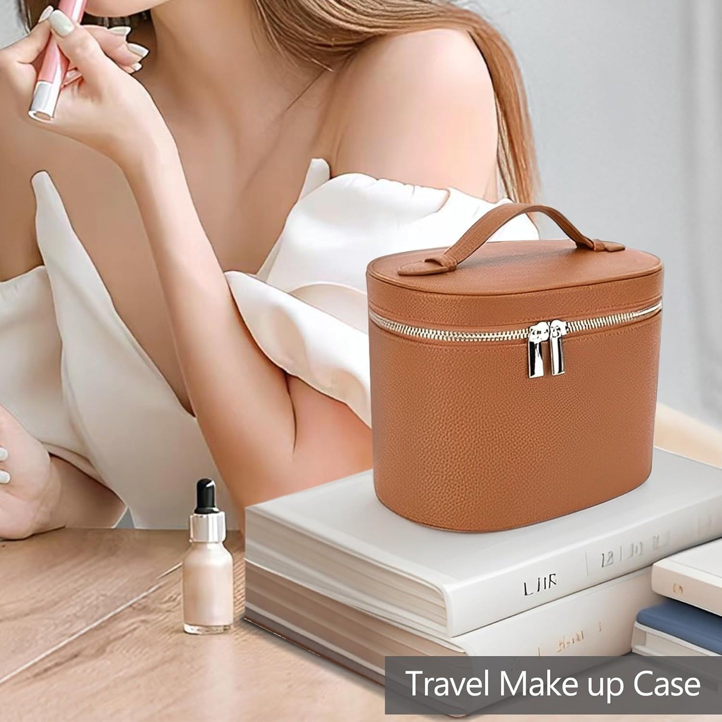 Upgrade Makeup Bag Travel Toiletry Bag Portable Cosmetic Makeup Organizer Bag Detachable Compartments(Black-dark and sophisticated style)