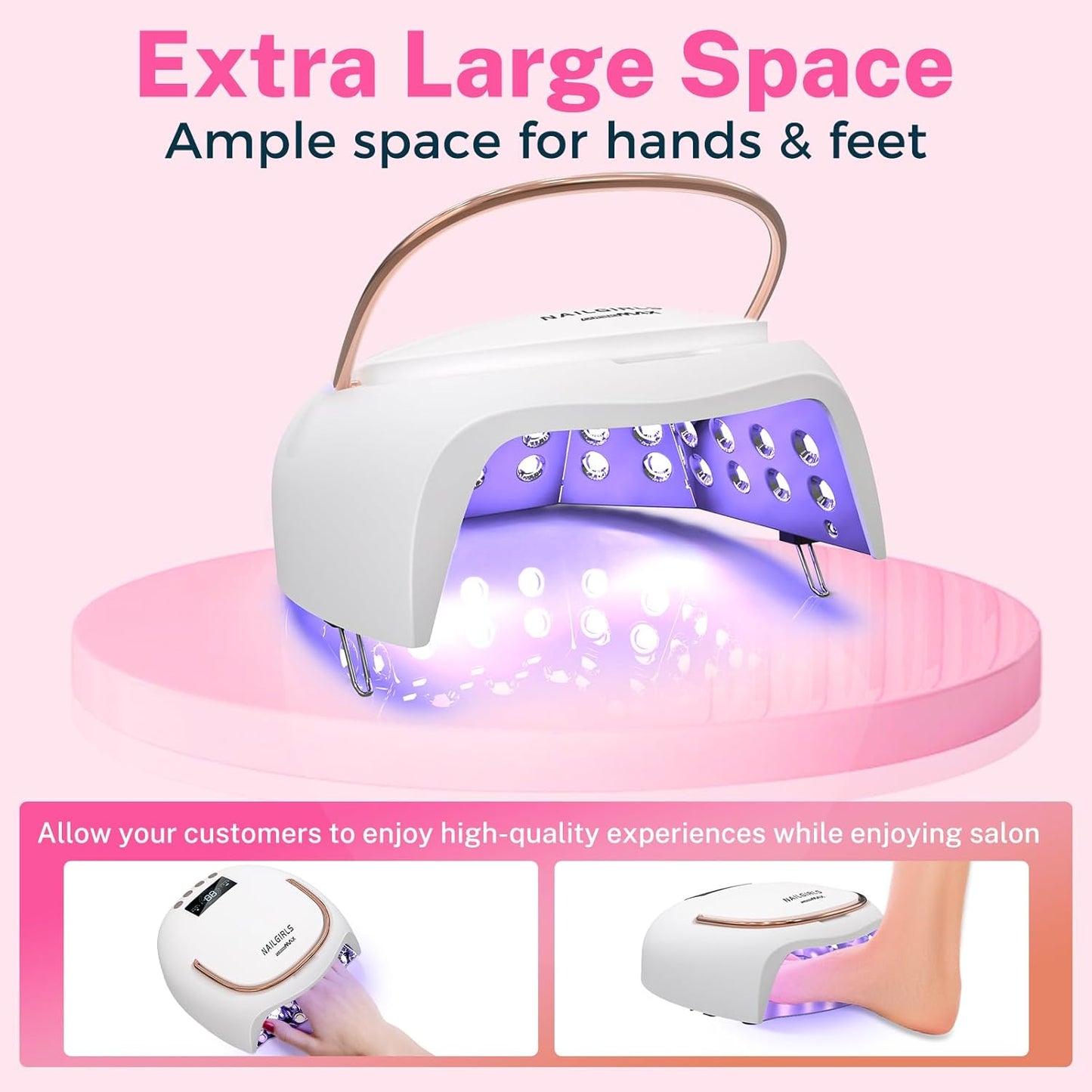 NAILGIRLS 80W UV LED Nail Lamp, Auto-Sensor LCD Display, UV Light for Gel Nails with 4 Timers Flash Cure for Gel Polish, Professional Nail Dryer Fast Curing Lamp Nail Art Tools for Women Girls