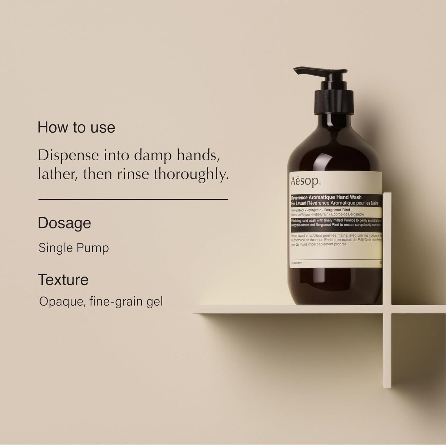 Aesop Reverence Aromatique Hand Wash | Gentle Exfoliating Hand Wash with Finely Milled Pumice | 500mL / 16.9 oz (Pack of 3)