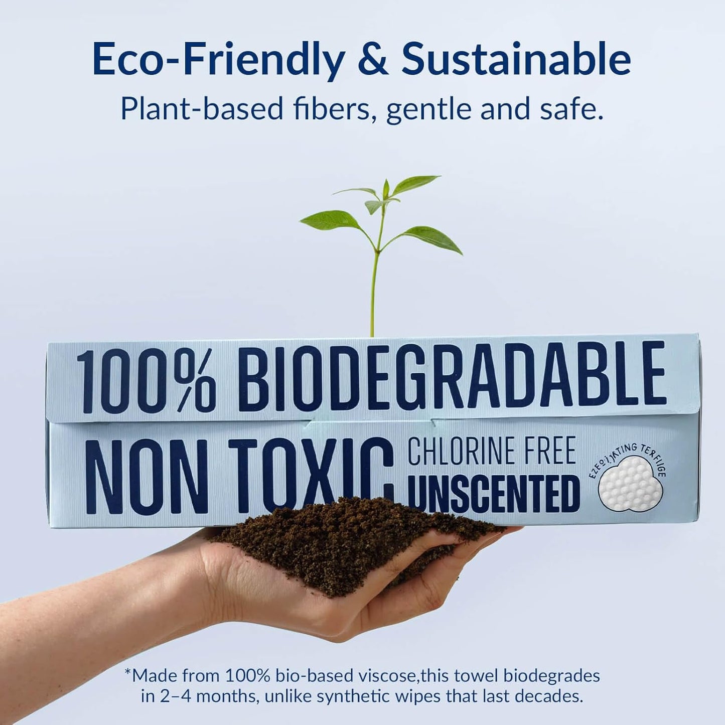XL Disposable Face Towels, Ultra Soft Makeup Remover Dry Wipes, 100% Biodegradable, Non-Toxic, Facial Towelettes for Washing Face, Thick Towelettes for Sensitive Skin, Unscented, 60 Count