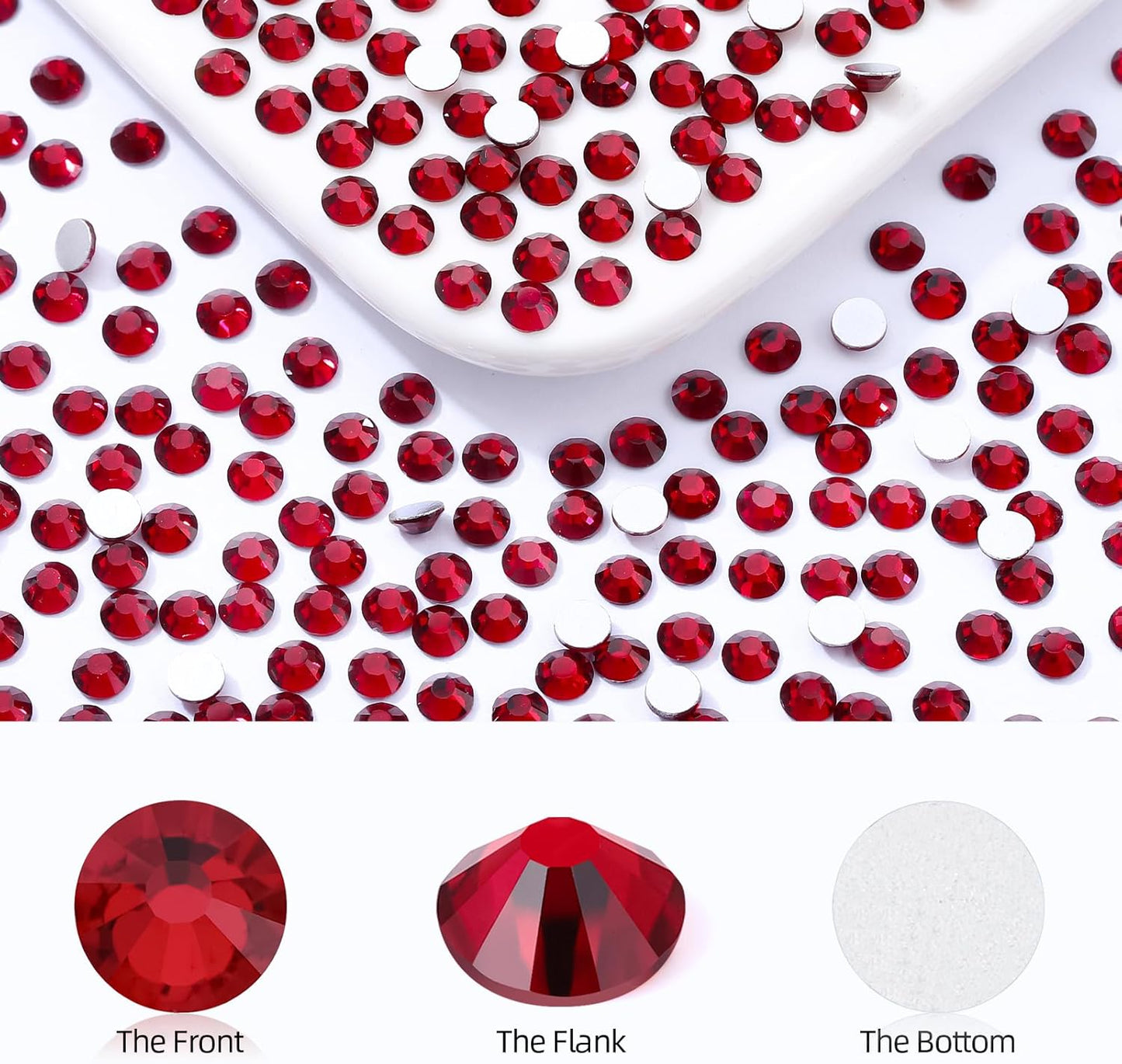 Siam Flatback Rhinestones, Glass Rhinestones for Nail Art and Craft, Glue Fix, Loose Crystal Gemstones(Siam, SS30, 576pcs, 6.4-6.6mm)