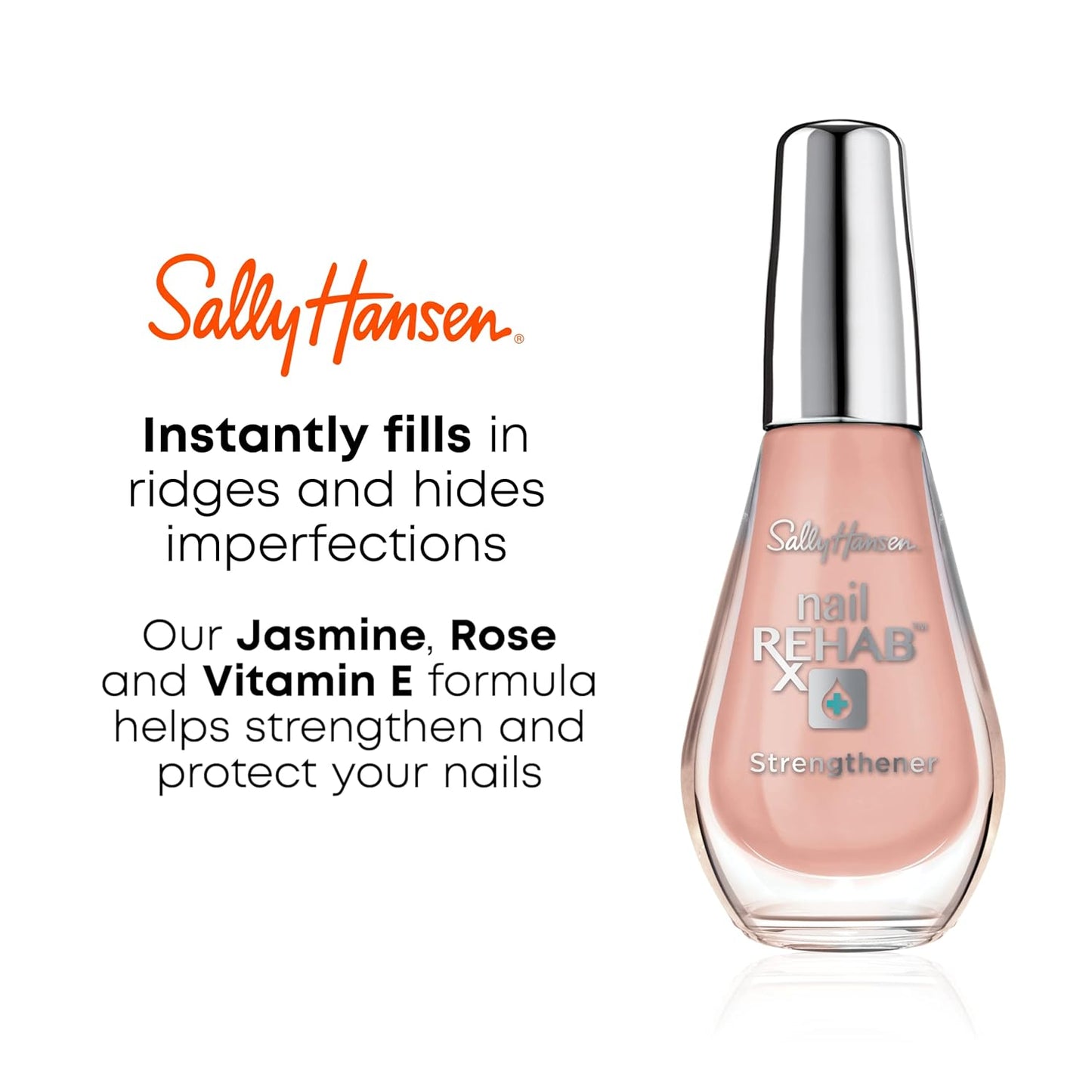 Sally Hansen Treatment Nail Rehab 41054, Nail Strengthener, Nail Hardener 0.33 Oz, Nail Growth Serum, Nail Strengthening Polish, Protection for Damaged Nails, Visibly Healthy Nails, Protect Nails