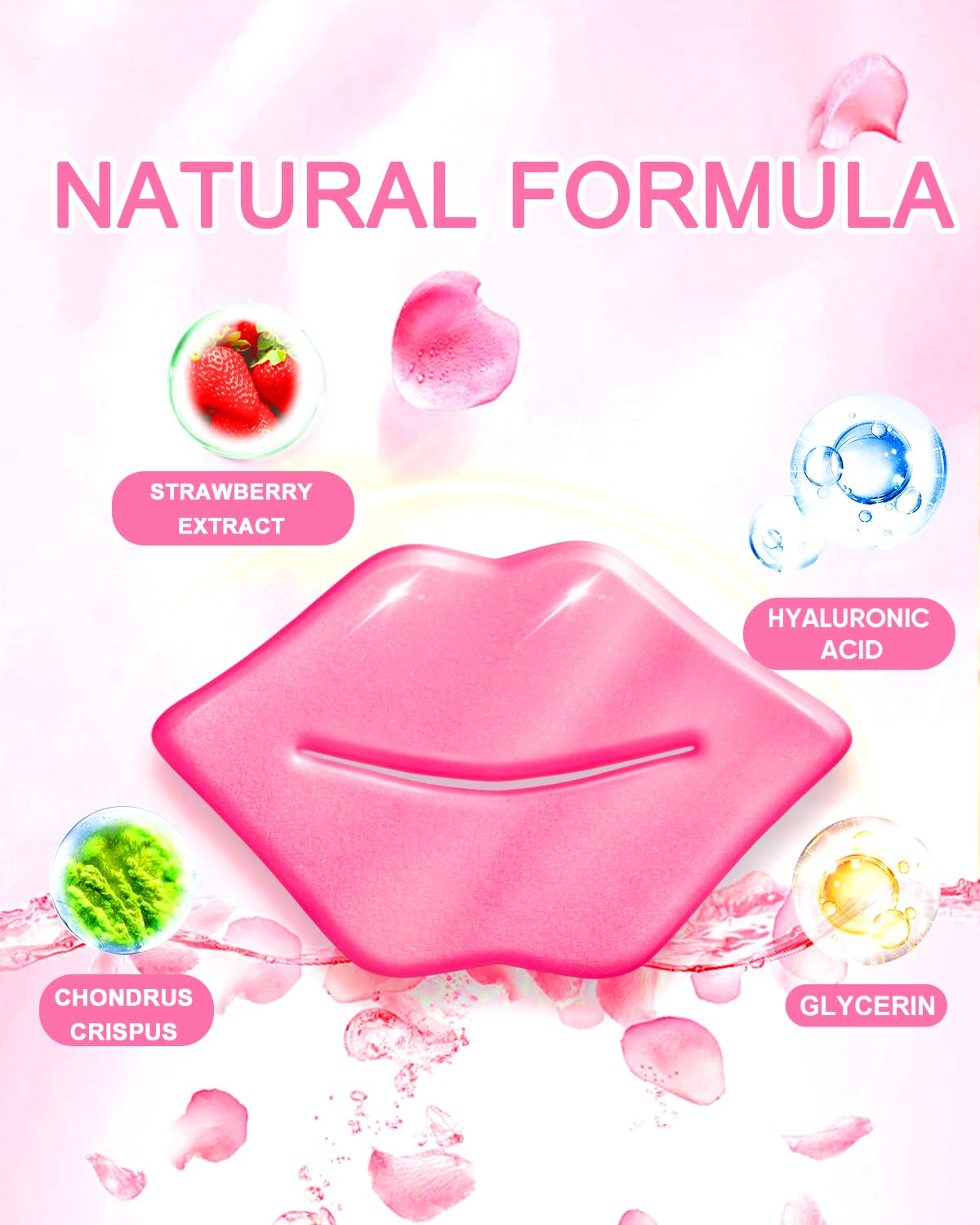 Collagen Pink Lip Mask 20 Pieces,Which can Provide Long-lasting Nourishment,Moisturization,Overnight Lip Mask Individually Wrapped Lip Patch