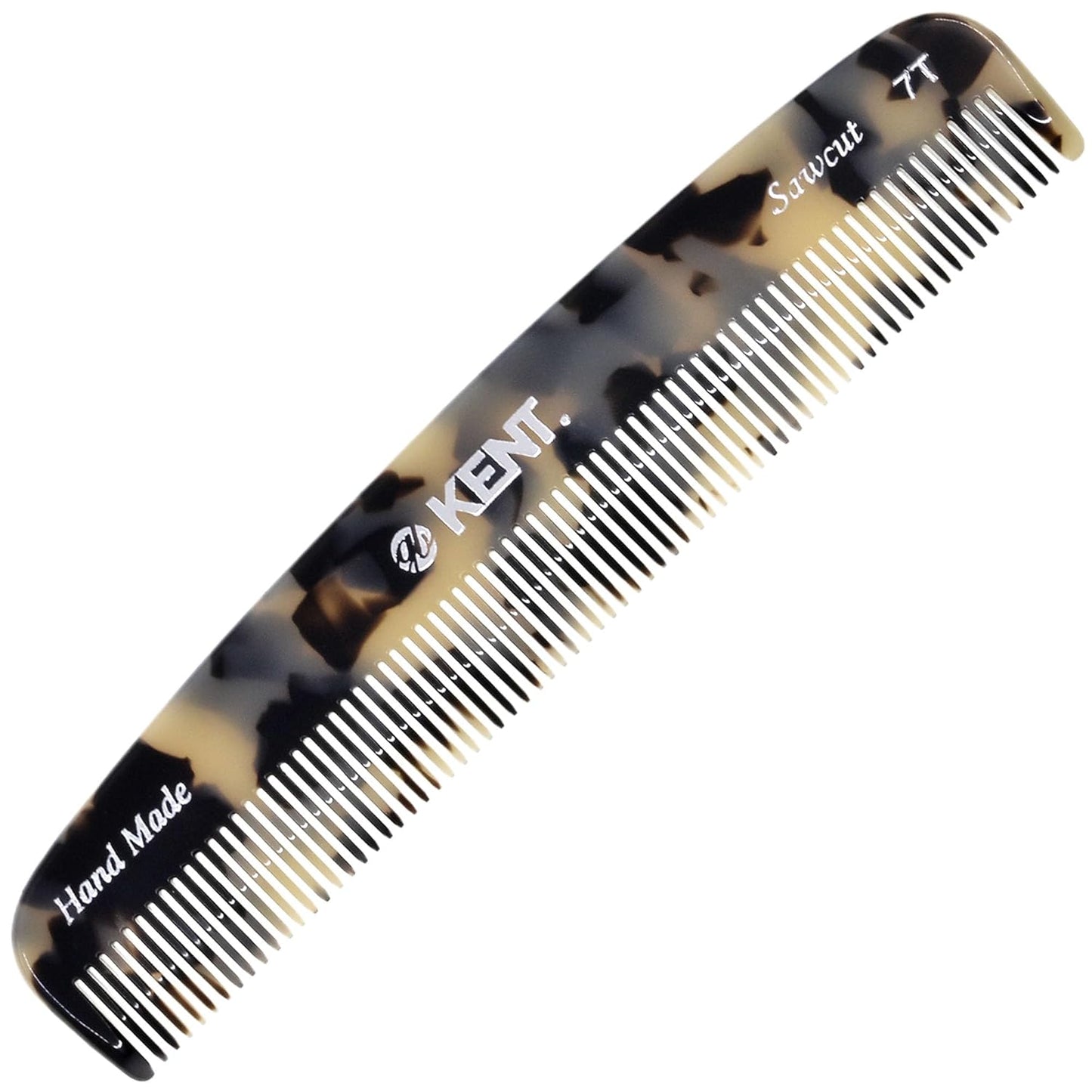 Kent 7T TW All Fine Tooth Pocket Comb for Men - Handmade Hair and Beard Travel Comb for Everyday Grooming and Styling - Saw Cut and Hand Polished for Wet, Dry, Fine or Thinning Hair