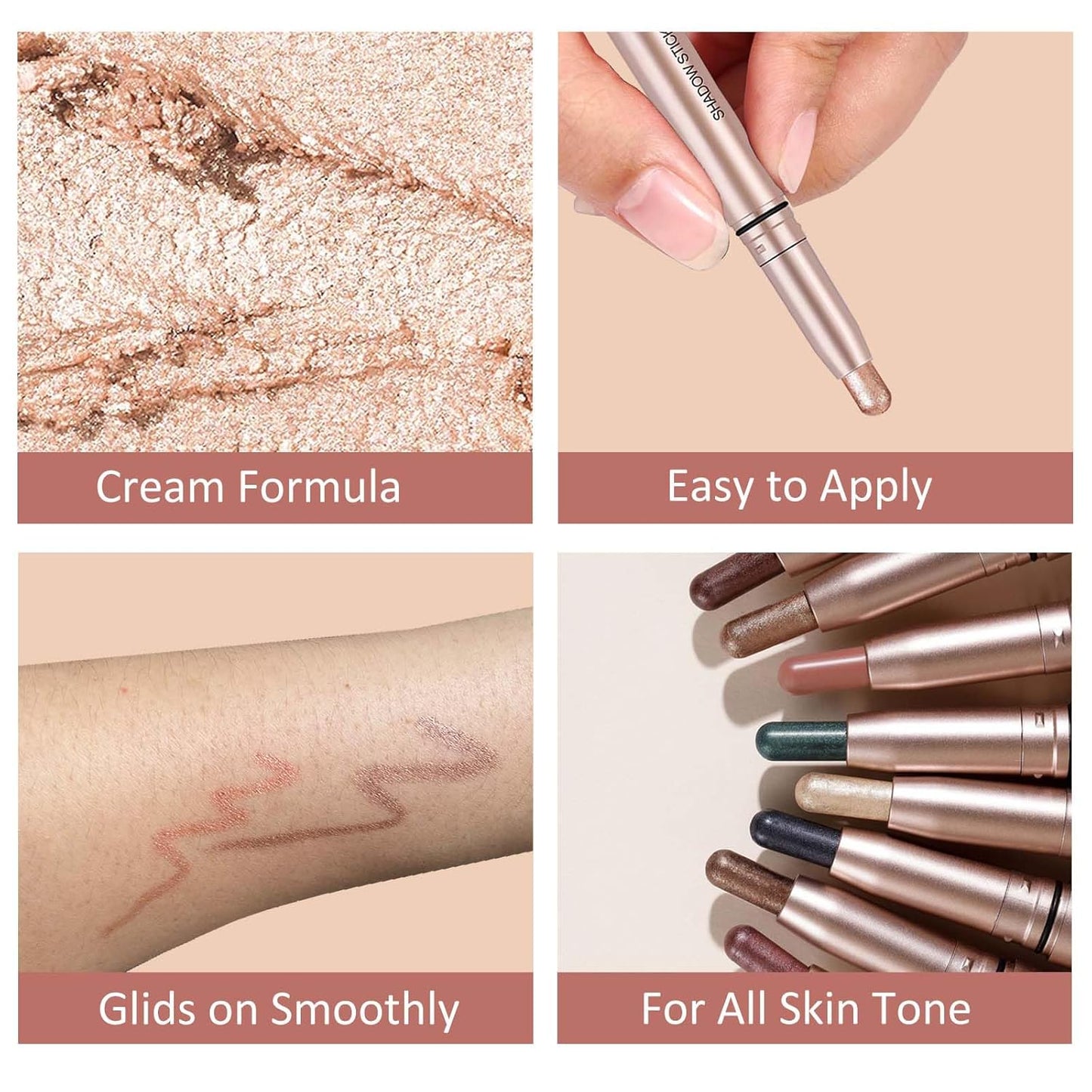 Red Matte Eyeshadow Stick, Smooth Cream Shimmer Single Eyeshadow Pencil High Pigment Long Lasting Waterproof Eye Shadow Pen, Hypoallergenic Eye Highlighter Stick Create Multi-Dimensional Eyes Look 04#